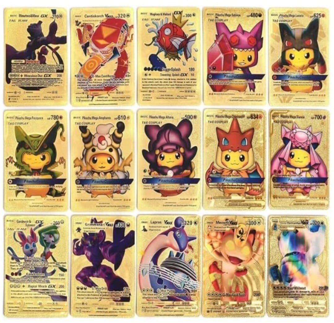 Pokemon Card Foil GOLD PACK CARDS 55 Per Box Common Cards Style 5