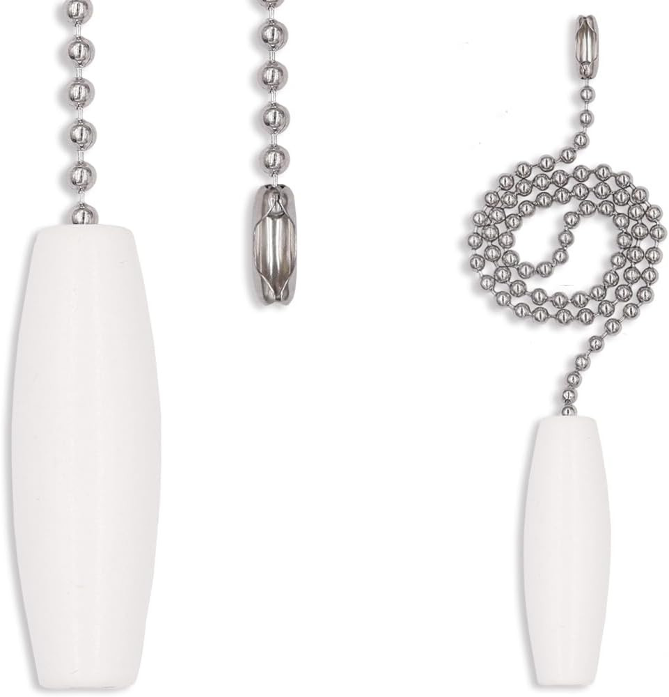 2 Pack 12-Inch Ceiling Fan Pull Chains with Decorative Wooden Pendants