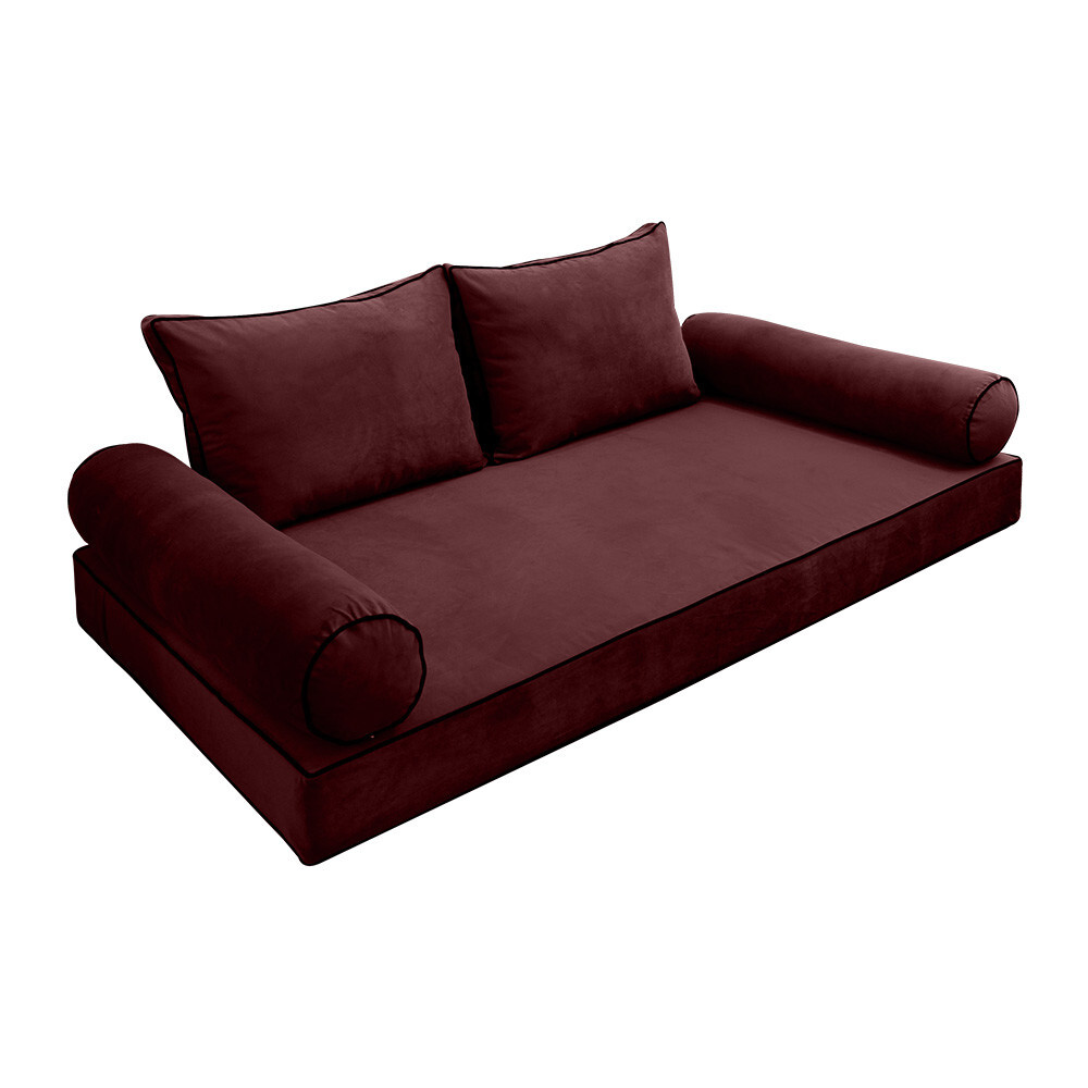 COVER ONLY Model V1 Twin-XL Velvet Contrast Indoor Daybed Mattress Cushion AD368