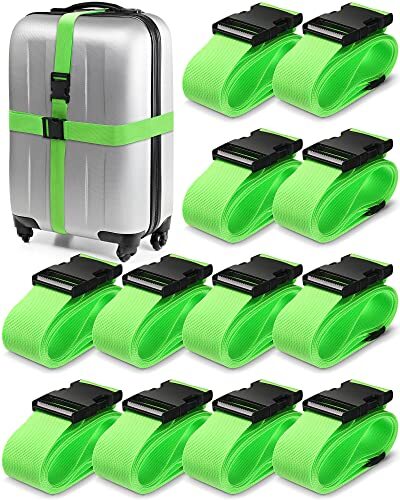 12 Pack Luggage Straps Suitcase Belts Straps Wide Adjustable Packing Straps