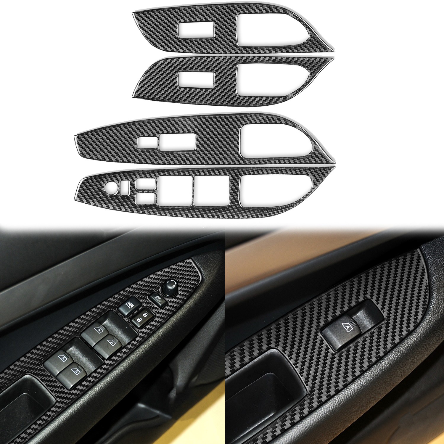 4Pcs Carbon Fiber Window Lift Switch Panel Cover For Infiniti G25 G35 G37