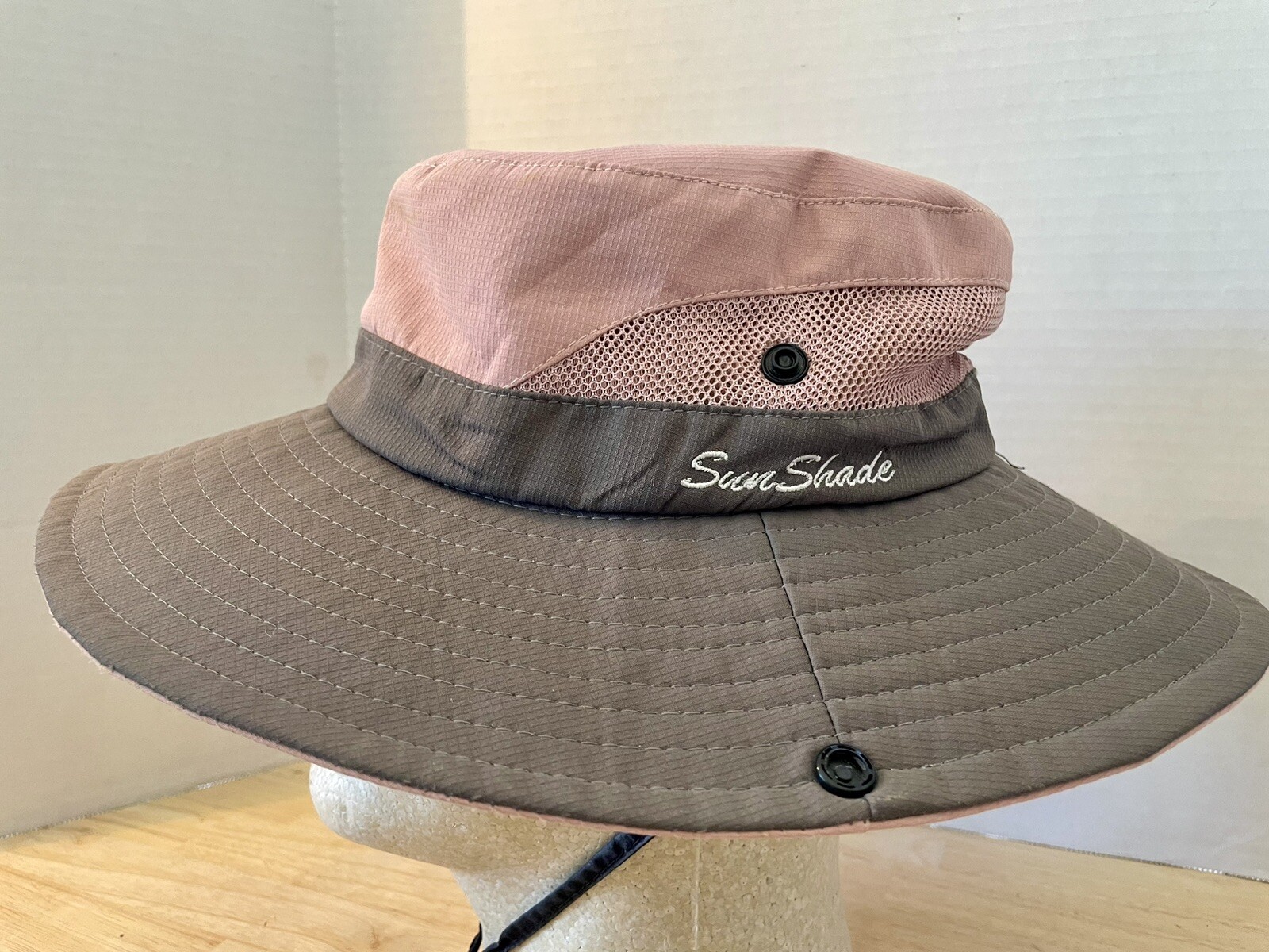 SUN SHADE Bucket Boonie Hat Lightweight Breathable Mesh Quick Dry Pink/Gray