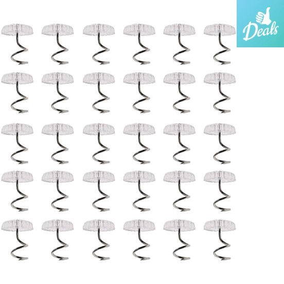 30 Pcs Clear Twisty Pins - Hold Bed Skirts & Upholstery in Place Without Damage