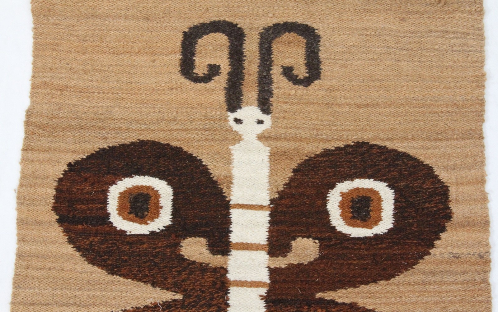 Vintage Peru 35x23.5 Hand Woven Wool Rug Tapestry Butterfly Boho Peruvian