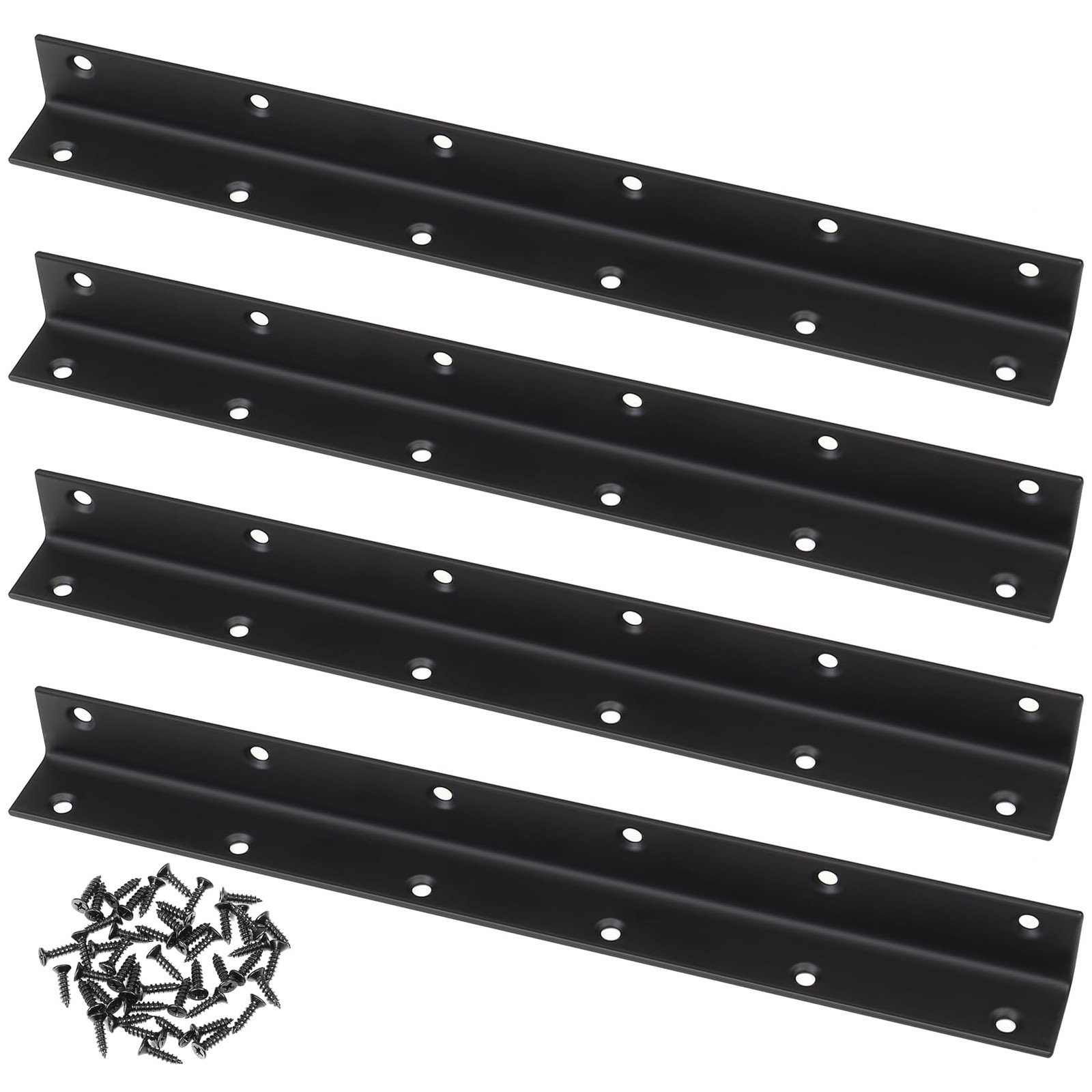 4 PCS Raised Garden Bed Corner Brackets Black Metal 90 Degree 275x25x25mm