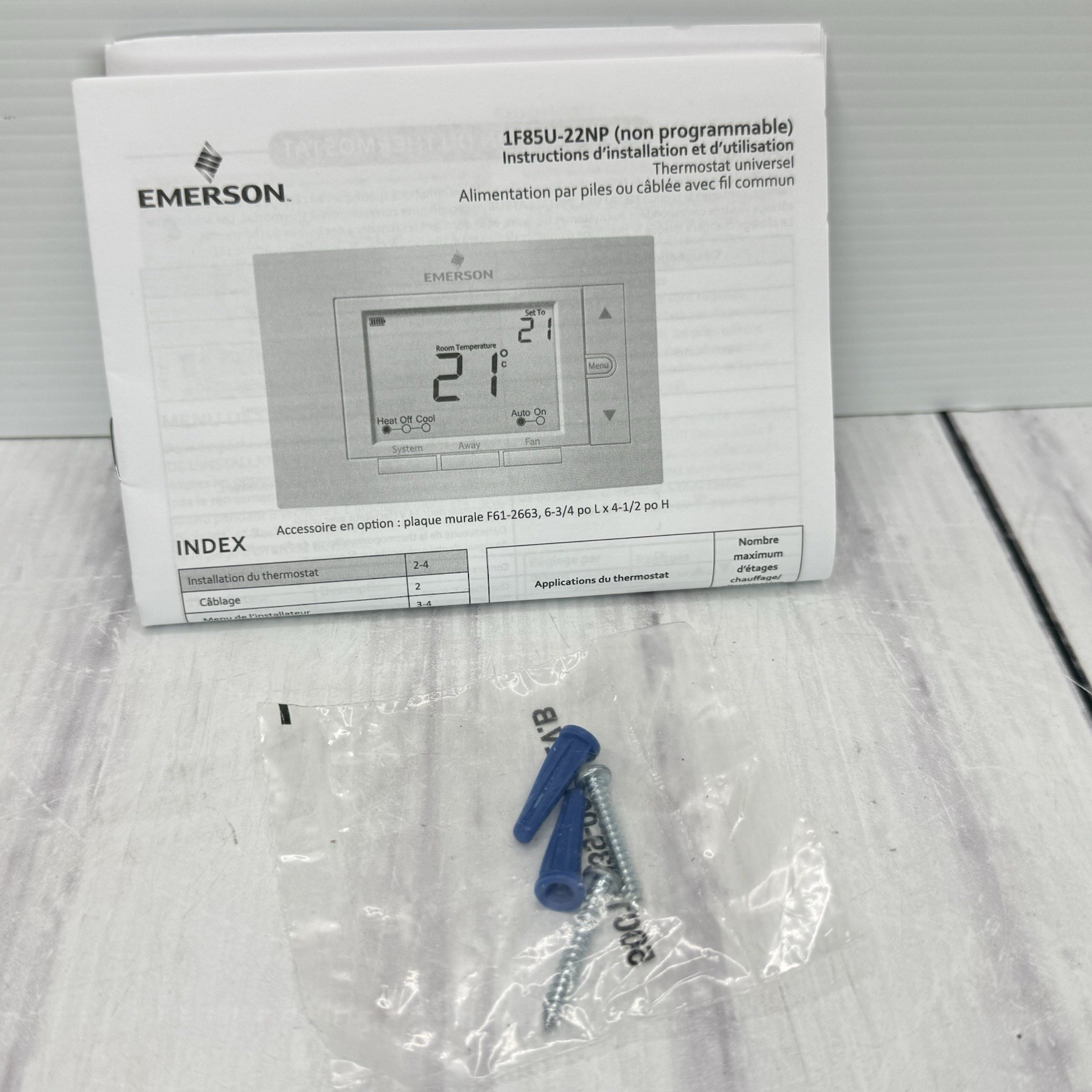Emerson Non-Programmable Thermostat 80 Series Display 1F85U-22NP
