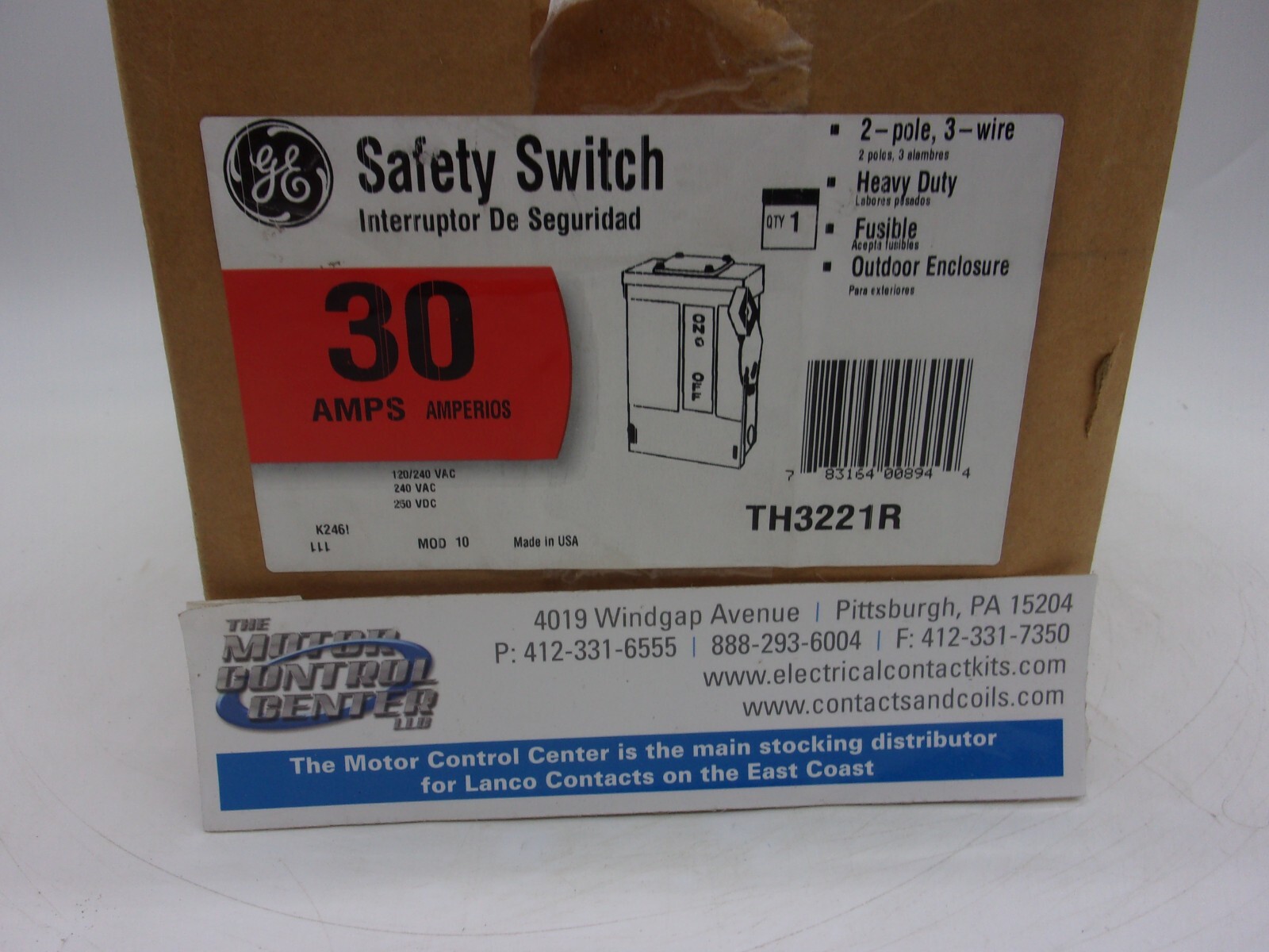 TH3221R GENERAL ELECTRIC-HEAVY DUTY SAFETY SWITCH 2P,3 WIRE,FUSIBLE,30A, NEMA3R