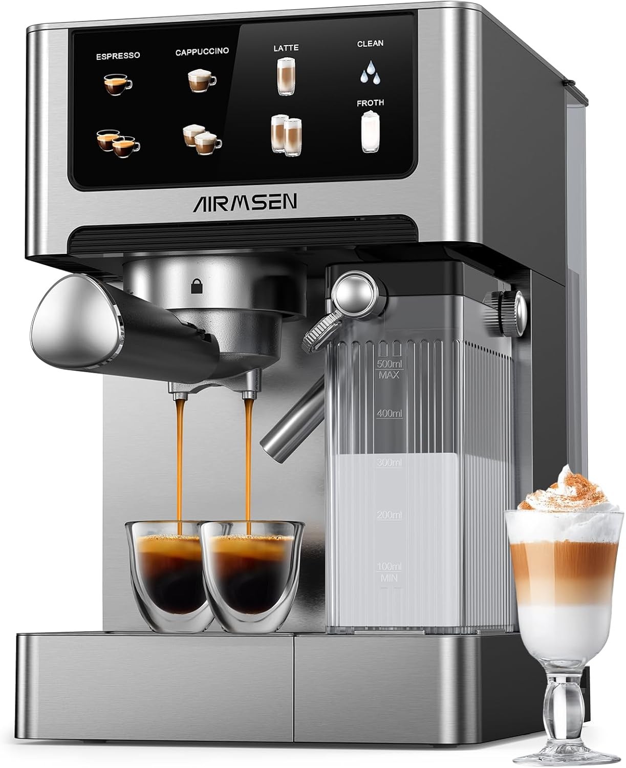 20 Bar Espresso Machine with Automatic Milk Frother for Home, Cappuccino