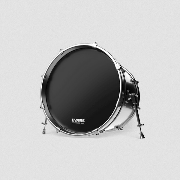 Evans EQ3 20" Reso Side Kick Head | Black (Un-ported)
