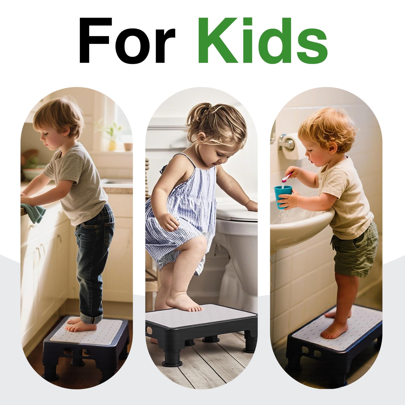 Adjustable Step Stool for Bed, Bathtub, Car and Kitchen, 4-Level Height 3.4"-...