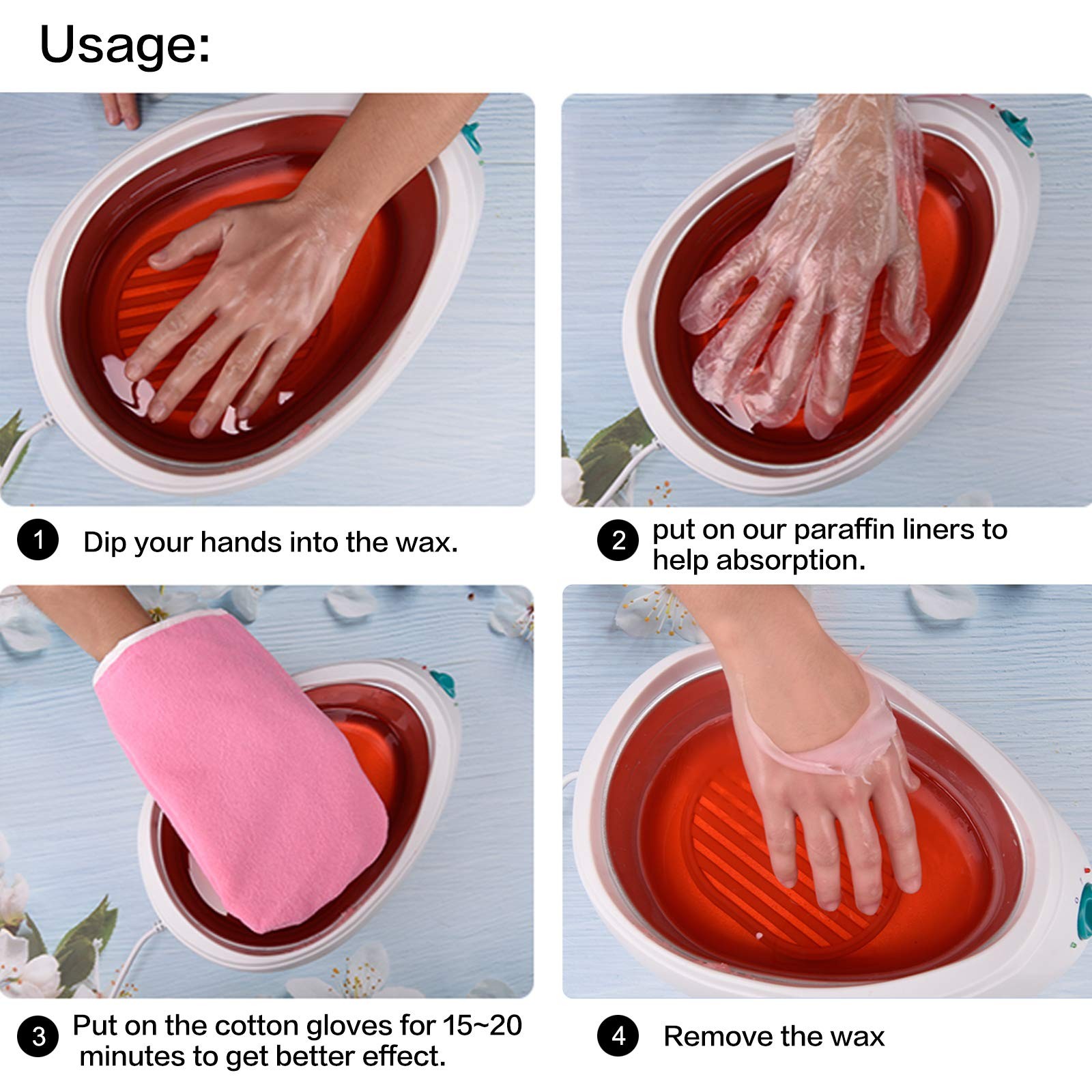 100pcs Paraffin Wax Bath Liners for Hand, Niubow Plastic Gloves, Clear
