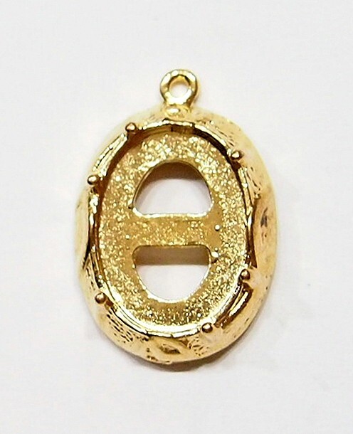 15 of 18x13mm Victorian Shiny Gold Plated 6-Prong Pendant/Charm Settings 27x18mm