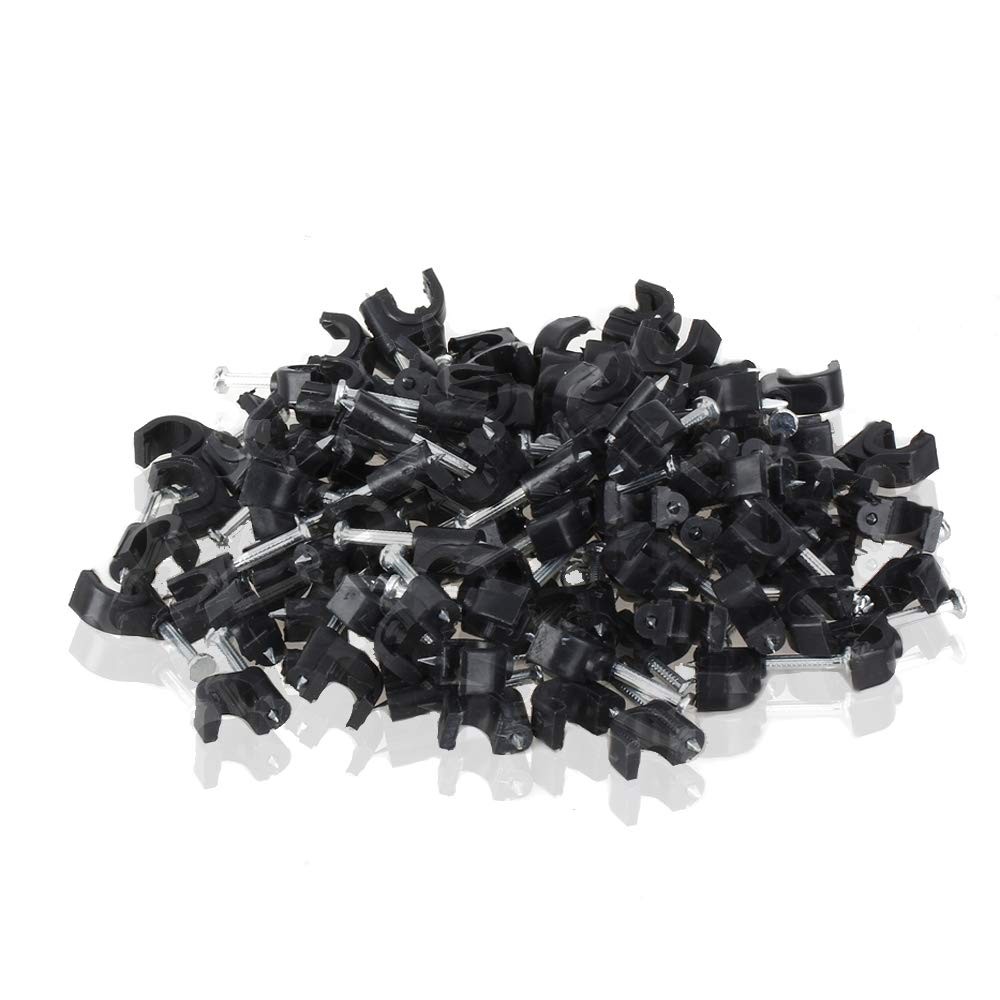 TENINYU 200 Pack Nail In Cable Clips Management Ethernet Black