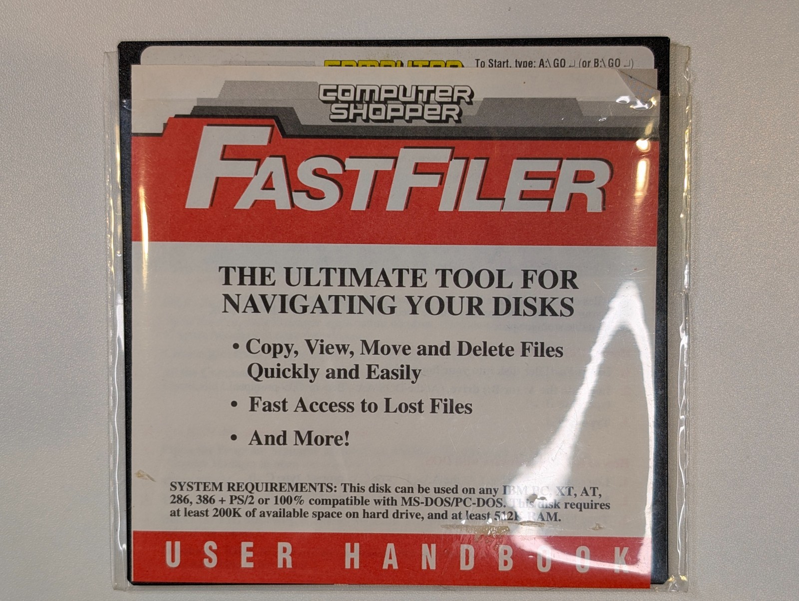 Computer Shopper FastFiler w/manual - Vintage IBM PC 5.25" Disk (1993) - CHECKED