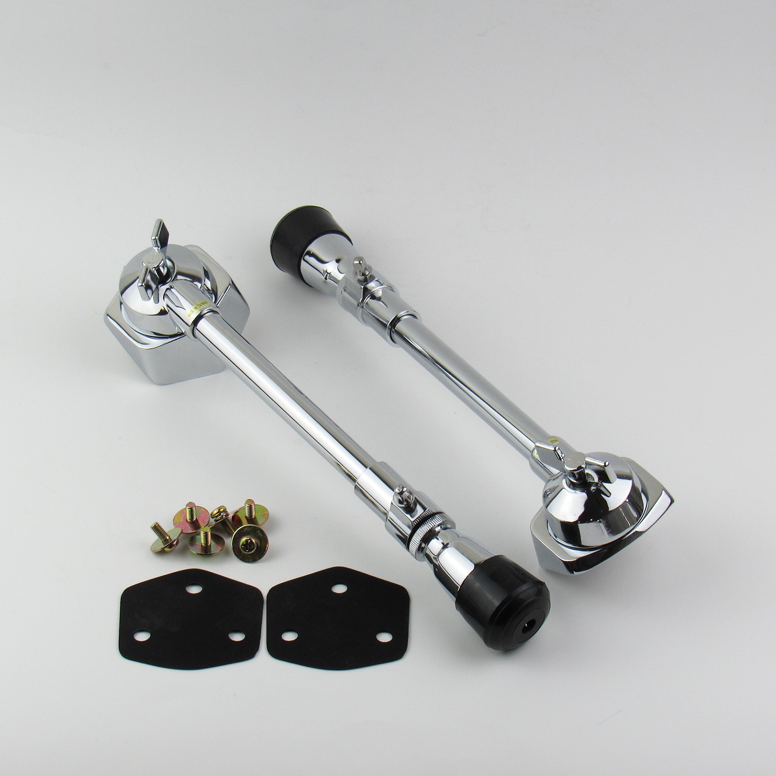1 Pair Bass Drum Spurs w/ Gasket Screws Chrome Finish Telescopic Bass Drum Legs
