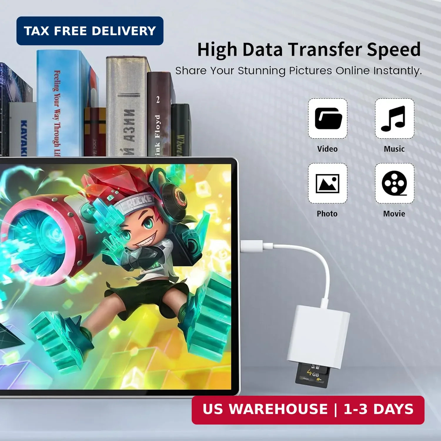 USB C SD Card Reader for iPhone 15 16/iPad/MacBook/Mac,Type C Memory Trail Camer