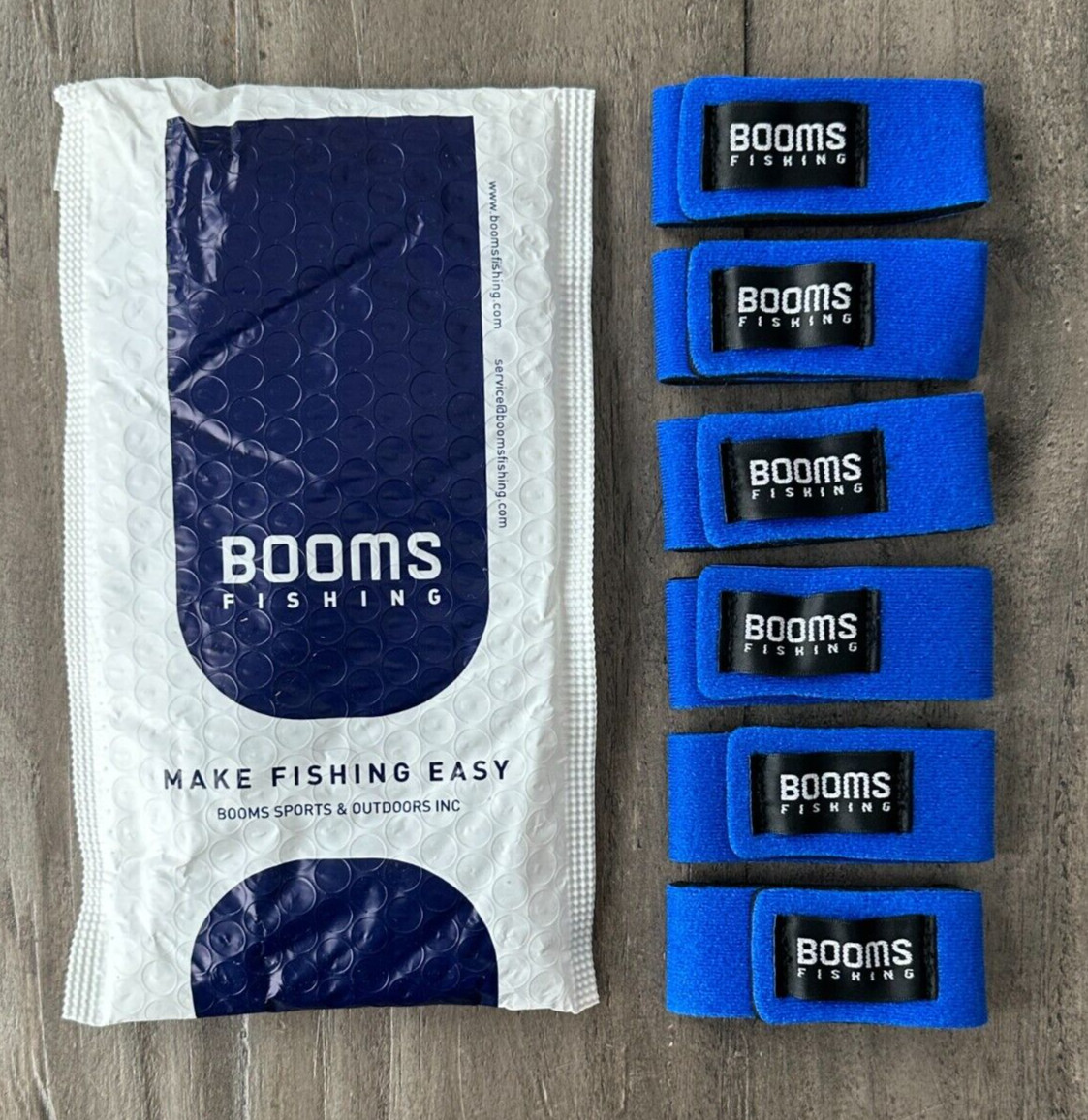 Booms Fishing RS3 Lure Fishing Rod Holder Belt Strap Blue 6 Pack