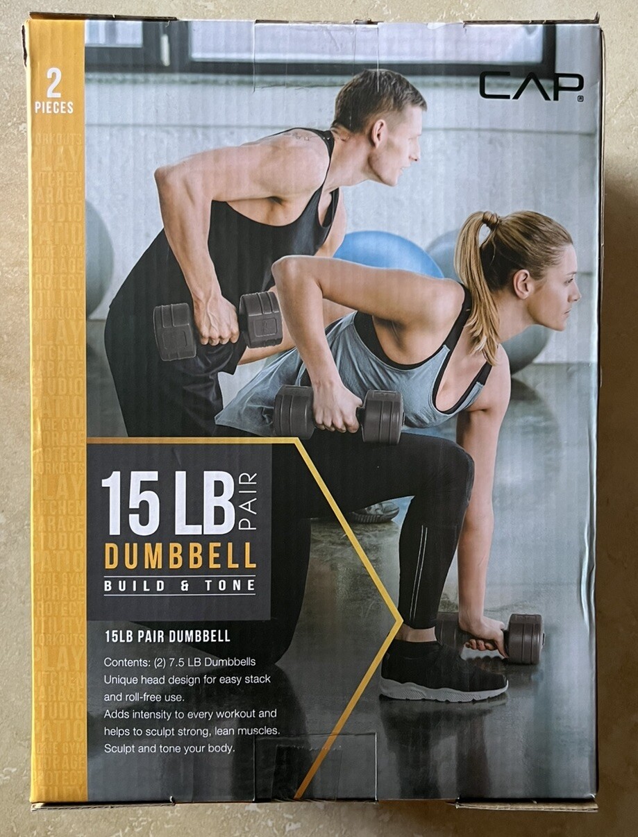 CAP 7.5 Pound Dumbbell Set (15lbs) Pair In Black Build And Tone