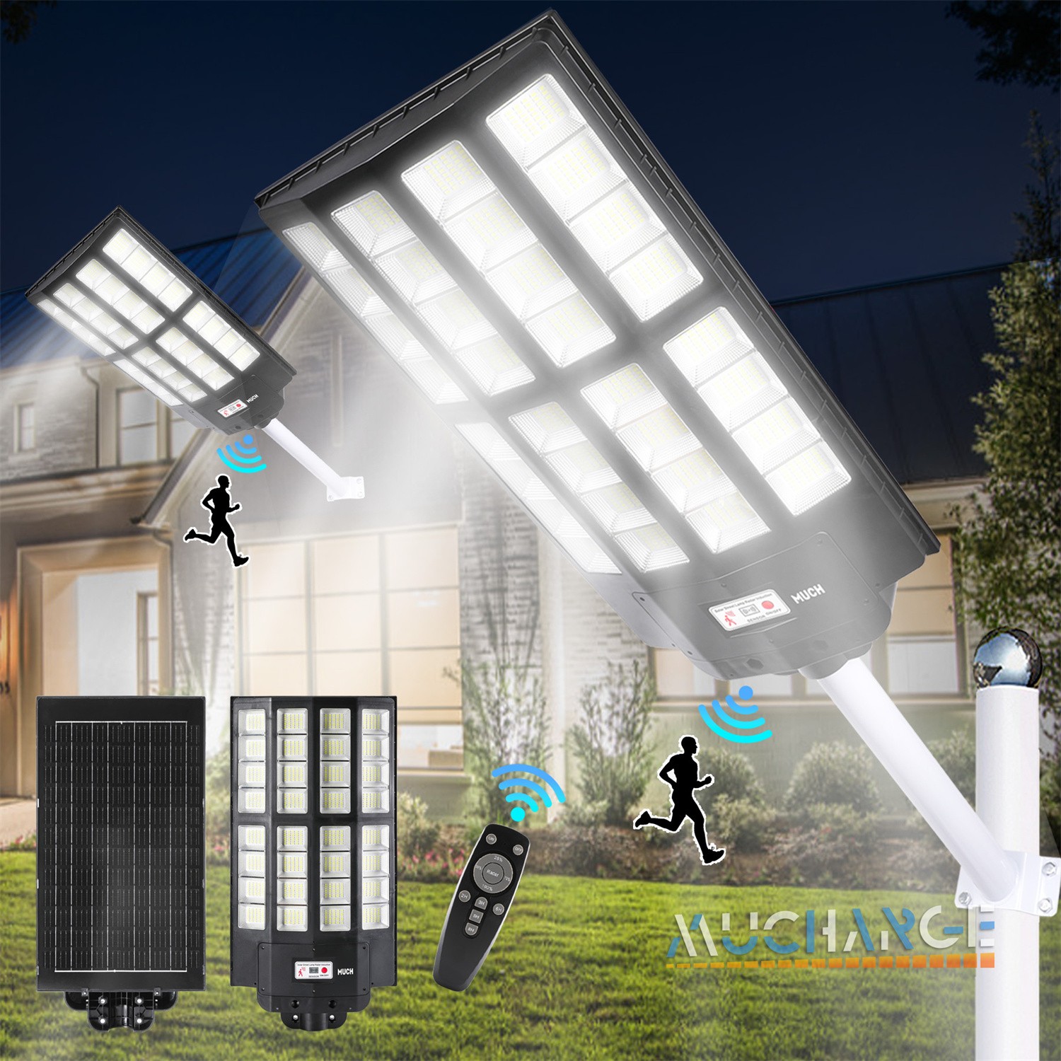 Large 27" Commercial 7000W Solar Street Light Dusk to Dawn Bright Road Lamp √