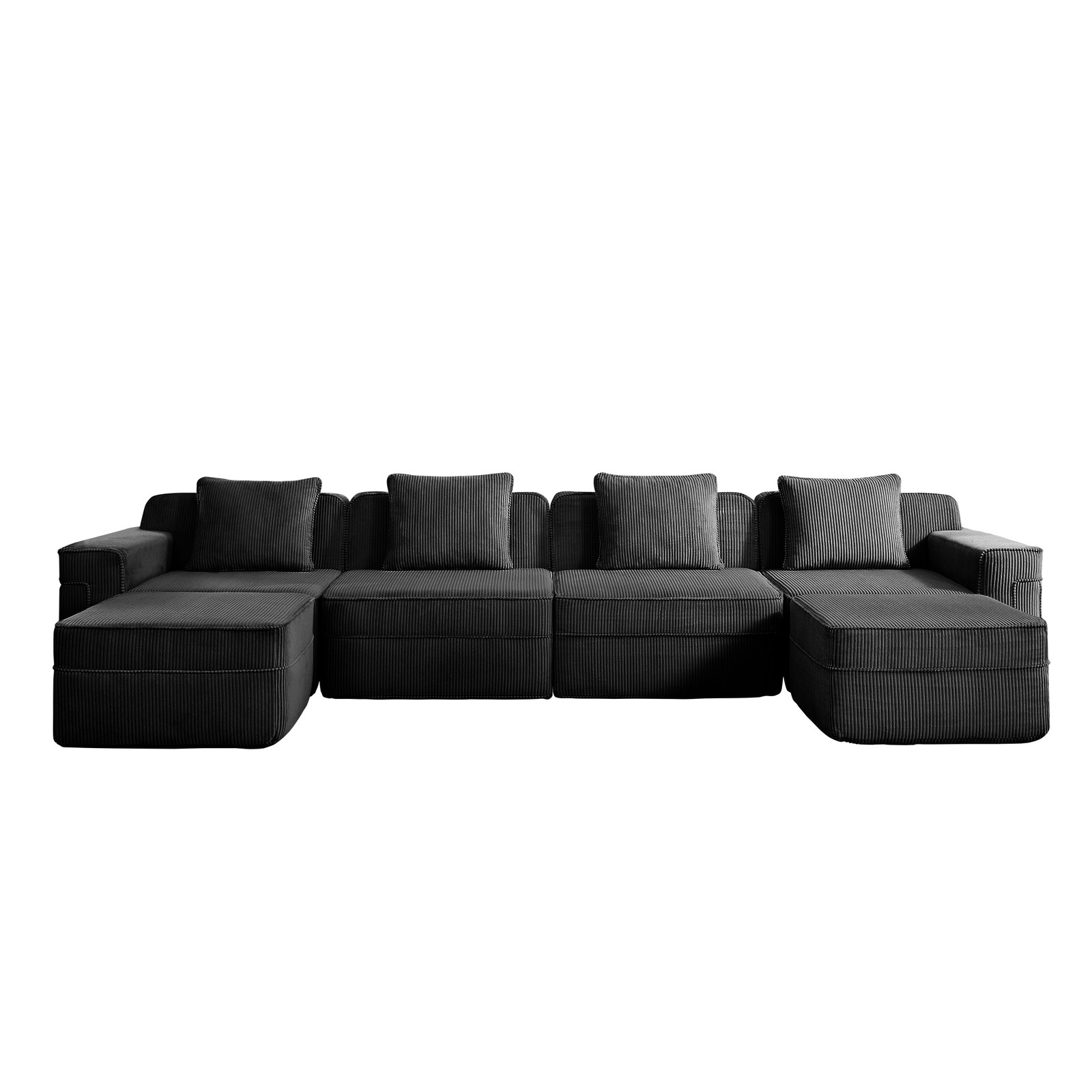 Modular 4 Seat U Shape Sectional Boneless Sofa, Cloud Sectional Couch with Deep