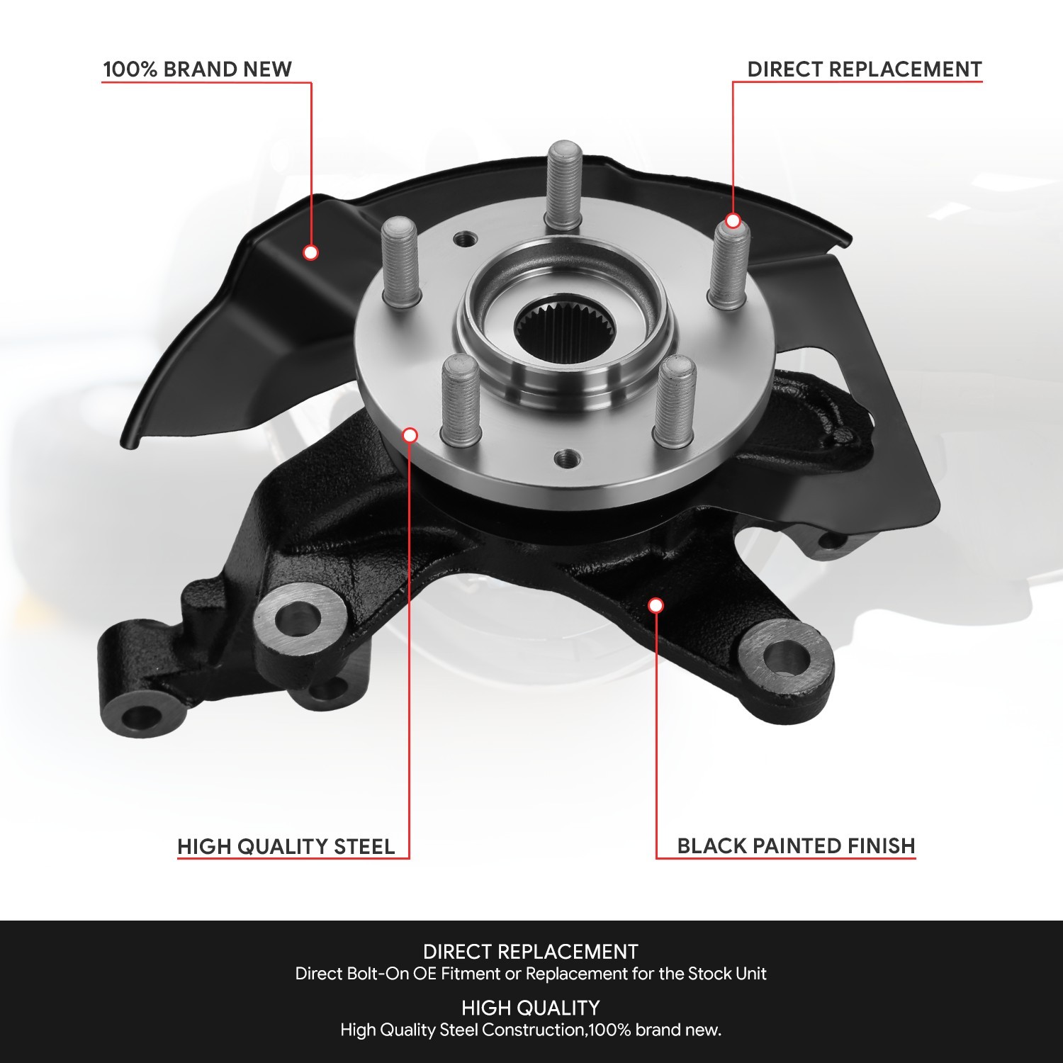 For 2007-2015 Mazda CX-7 CX-9 Front Left Side Loaded Steering Knuckle Assembly