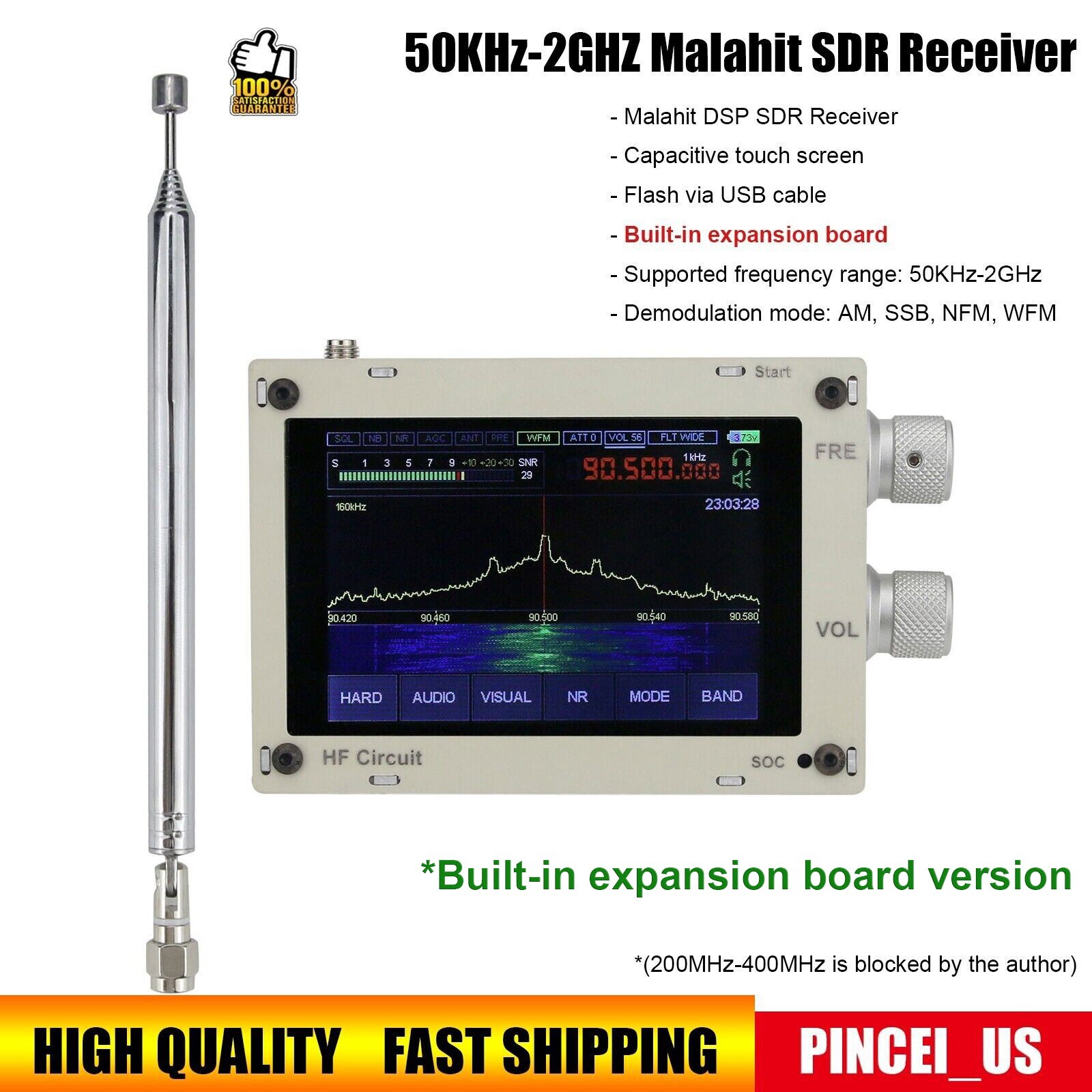 Hifi Audio 50KHz-2GHZ MALAHIT SDR DSP SDR Receiver SDR Radio AM/SSB/NFM/WFM