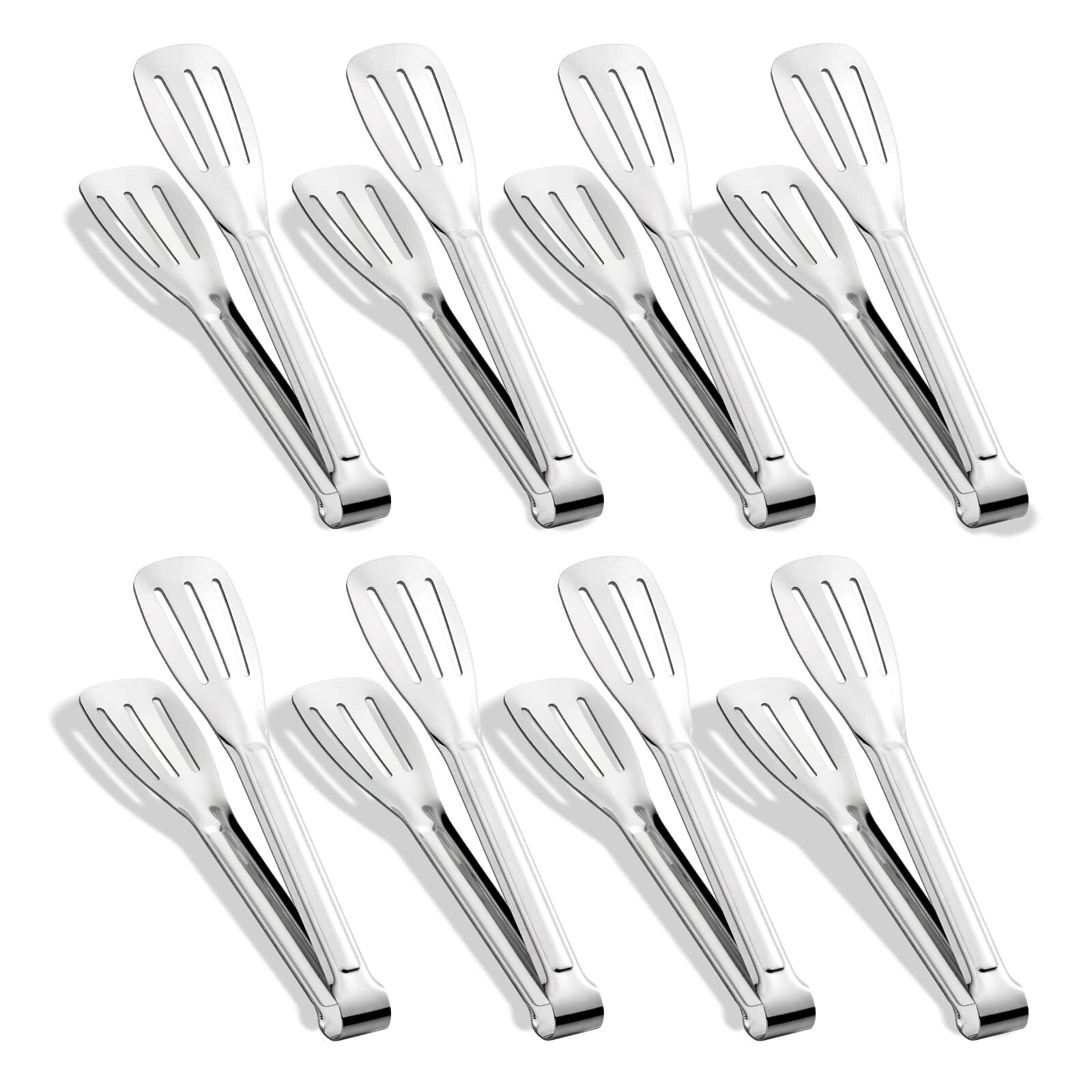 8 Pack 7 Inch Serving Tongs Metal Tongs For Food Foodgrade Stainless Steel Small