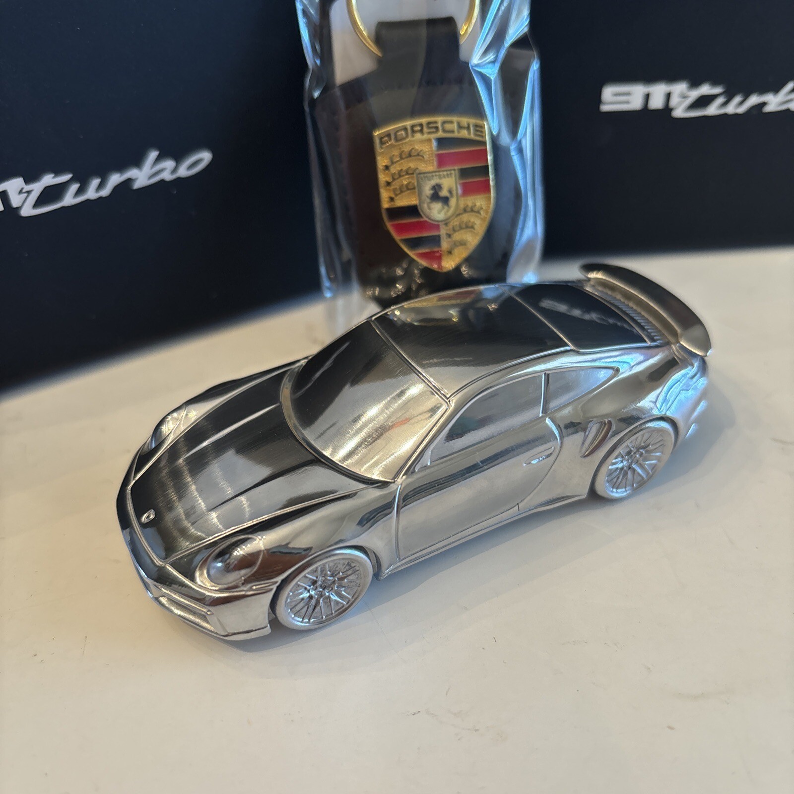 SAVE $$ NOW  Porsche 911 TURBO Aluminum 1:43 Paperweight With Free Keychain