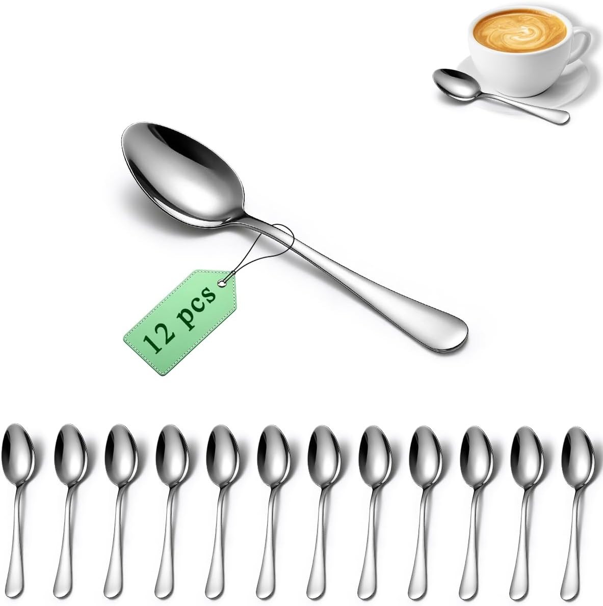 Espresso Spoons 12 Pieces 5.5", Berglander Stainless Steel Mini Spoons Set
