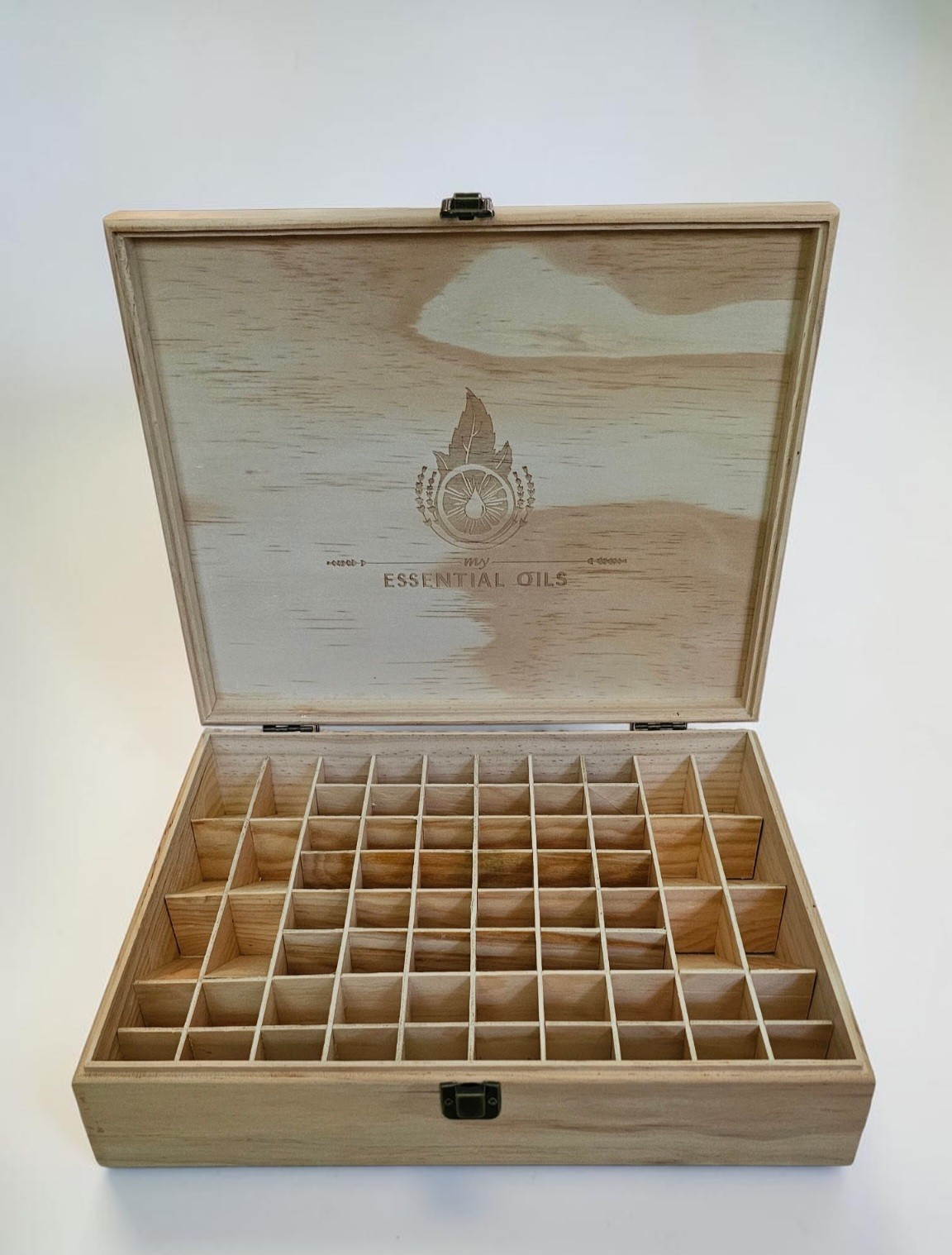 WOODEN ESSENTIAL OIL BOX By Aroma Designs Holds 48 Bottles And 12 Roll-On