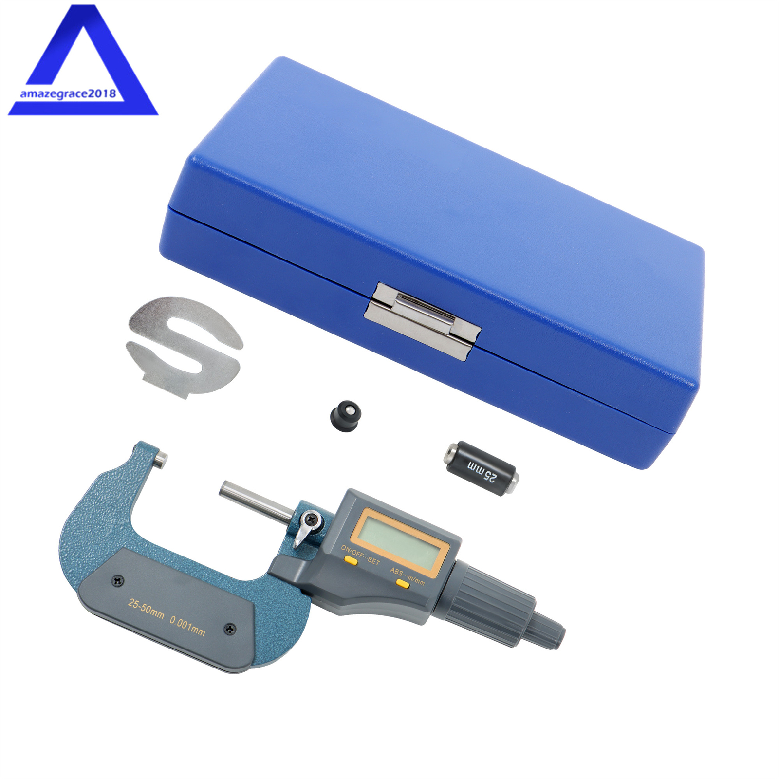 1-2" 0.00005" Digital Electronic Outside Micrometer Carbide Tip 25-50mm IP65