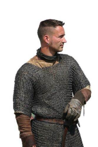 Medieval 9mm MS Butted Chainmail Shirt X-Large Size Oiled Haubergeon Armour