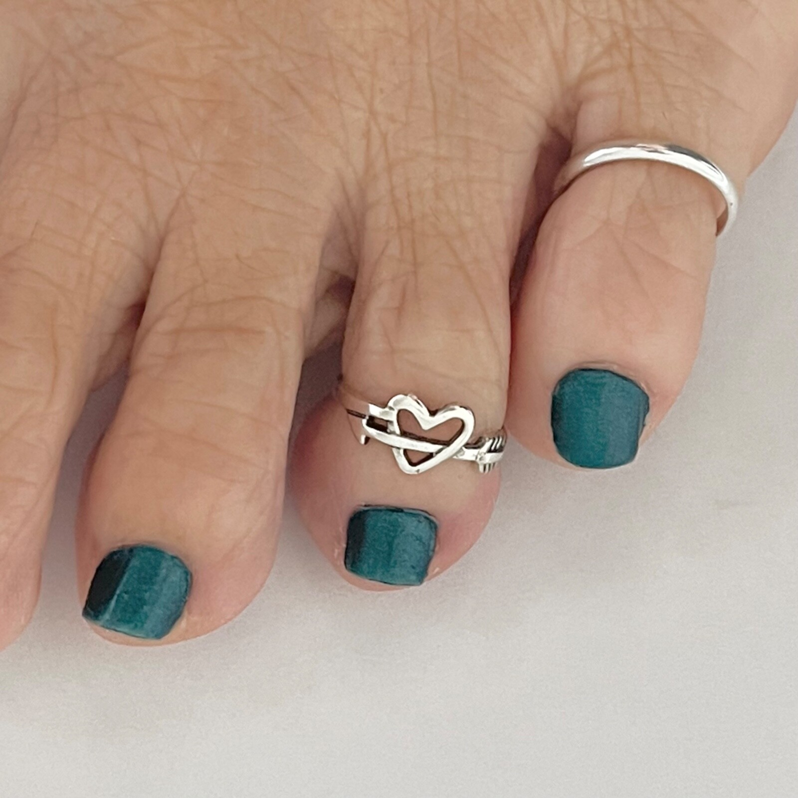 Sterling Silver Heart With Arrow Toe Ring, Silver Rings, Heart Ring