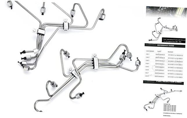 Fuel Injection Lines Set of 8 Compatible with 1983-1994 Ford F150 F250 F350