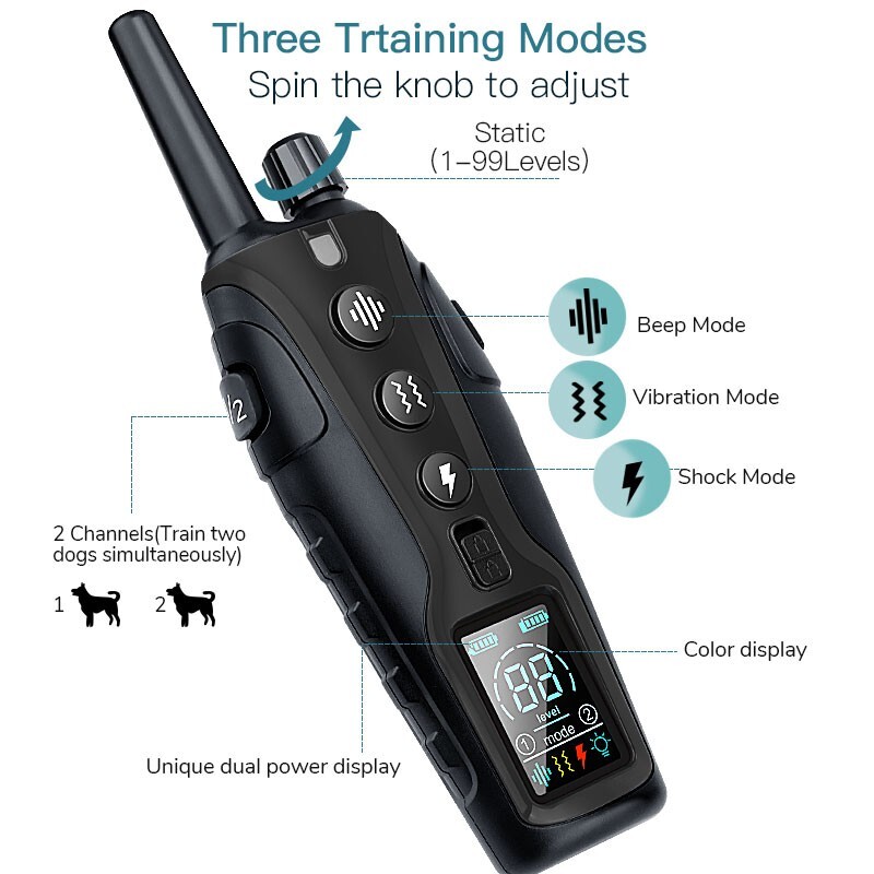 Color LCD 1100 Yd Remote Dog Training Shock Collar for Small Medium Large Dogs