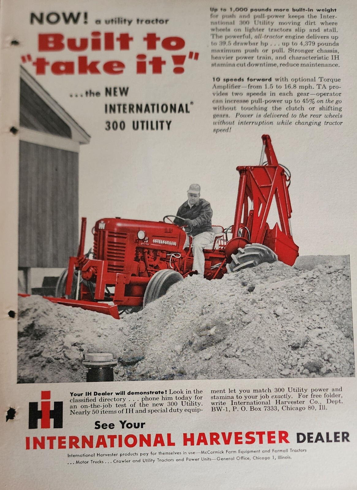 IH International Harvester Utility Tractor Magazine Ad Picture 1956 Decor
