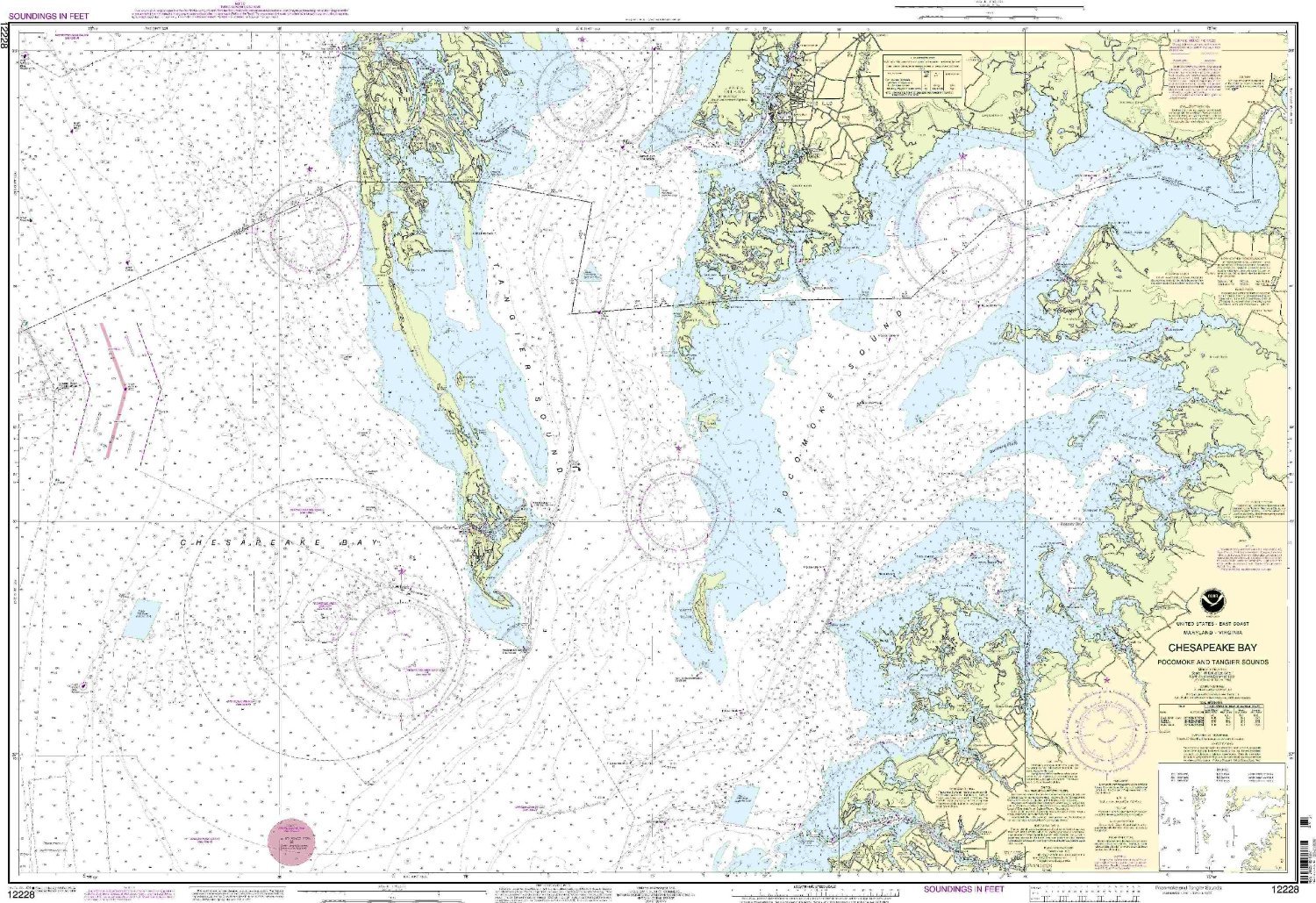 NOAA Chart Chesapeake Bay Pocomoke and Tangier Sounds 33rd Ed. 12228