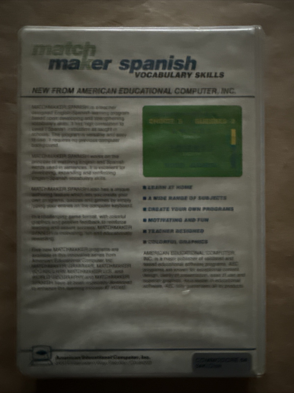 * Match Maker Spanish Vocabulary Commodore 64
