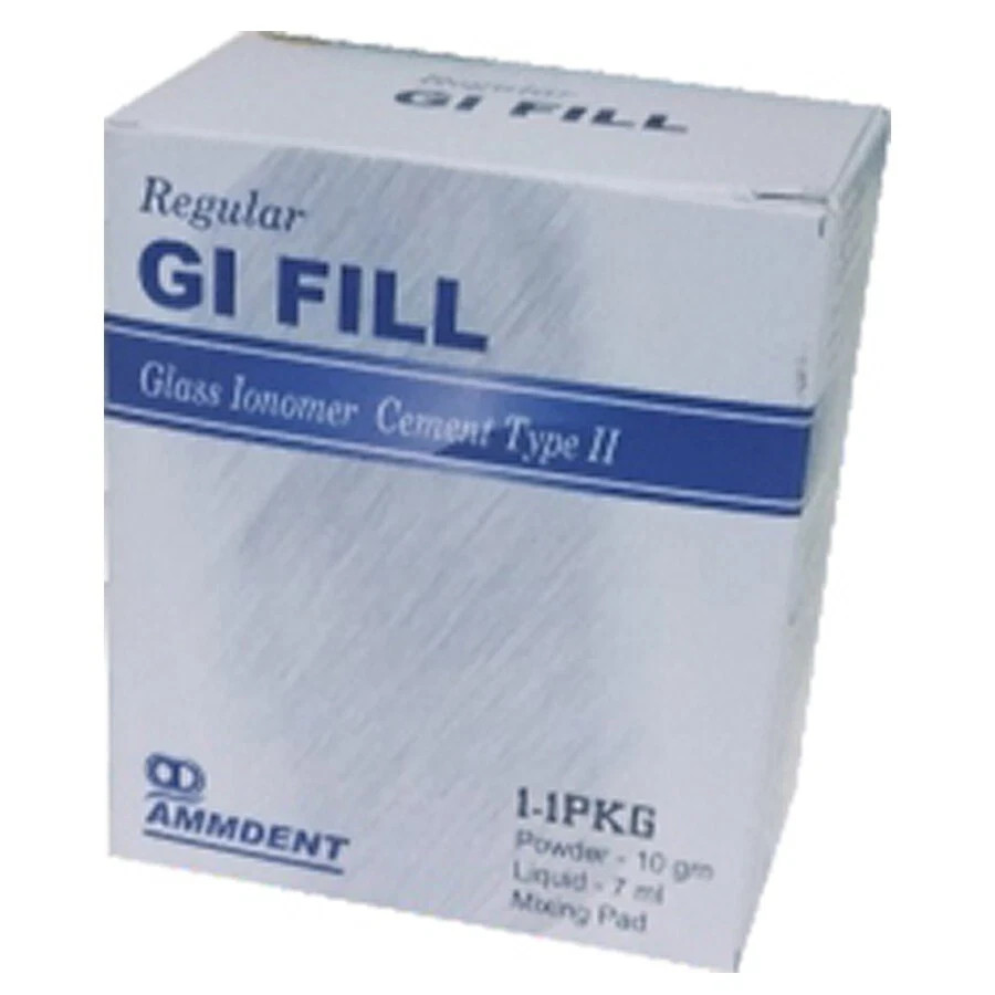 NEW GLASS IONOMER CEMENT 10GM POWDER 7M DENTAL AMMDENT GI FILL TYPE II (REGULAR)