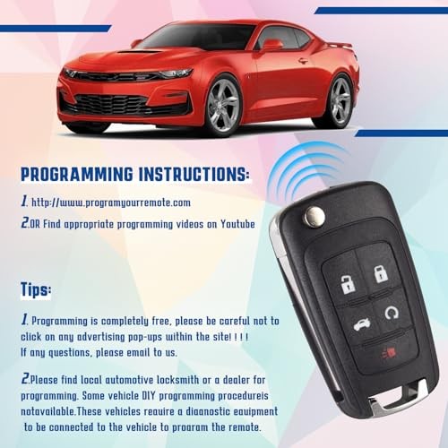 Car Key Fob Keyless Entry Remote Compatible with Chevy