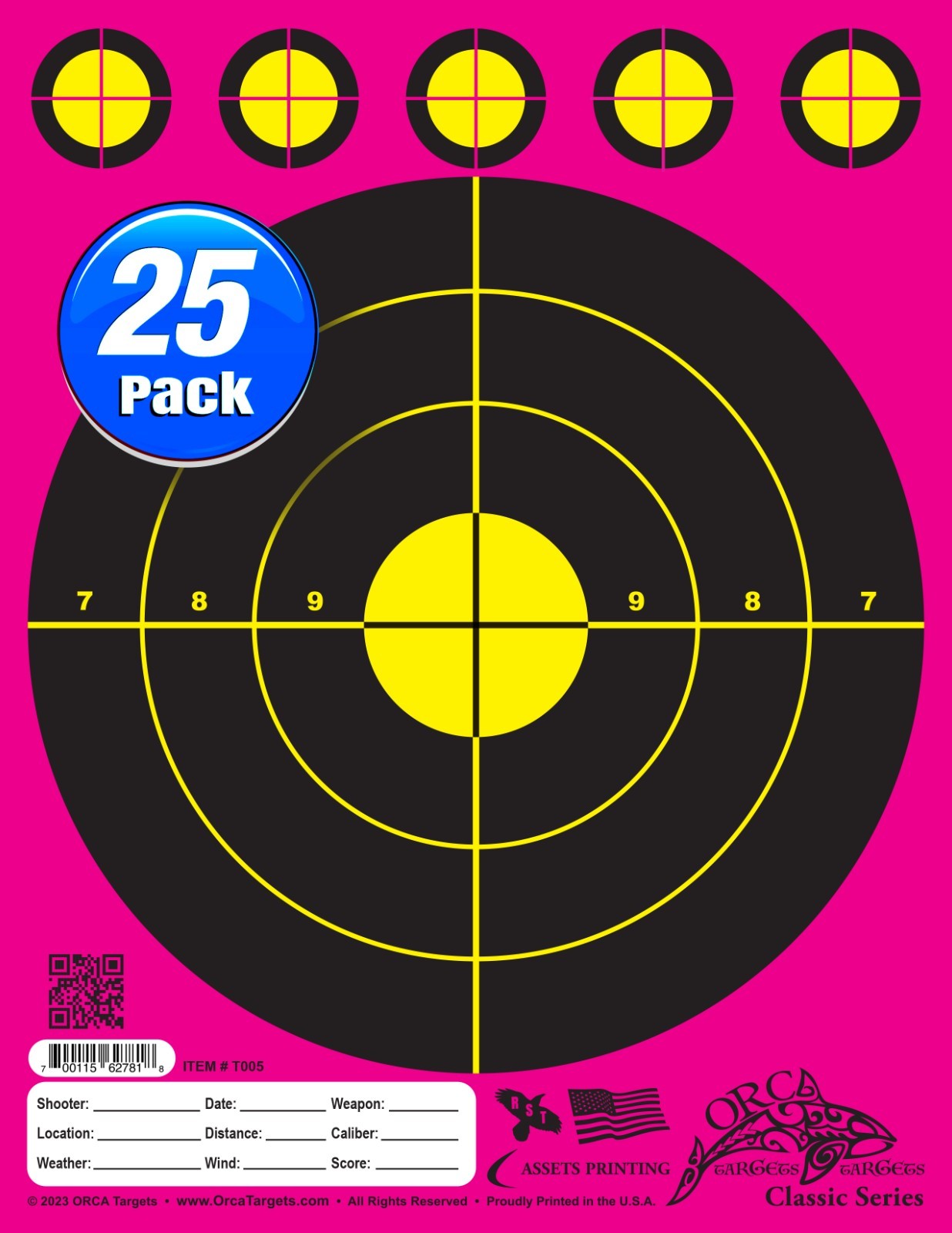 25 PACK: Range Shooting Pistol / Rifle TARGETS! FREE SHIPPING!! MAGENTA [D25]