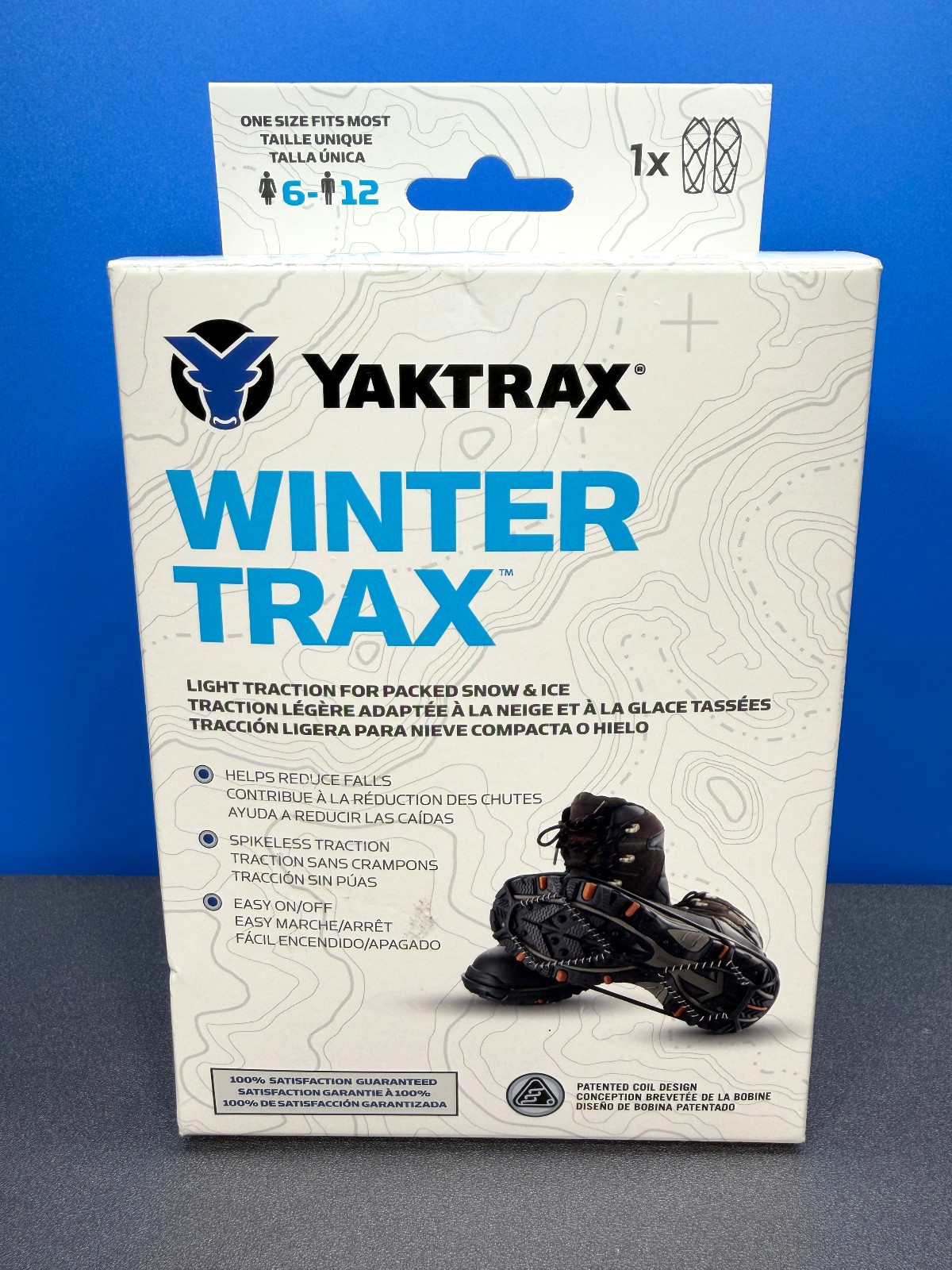 YAKTRAX WINTER TRAX ICE TRACTION CLEAT OVER THE SHOE BOOT COIL ONE SIZE 6-12 NEW