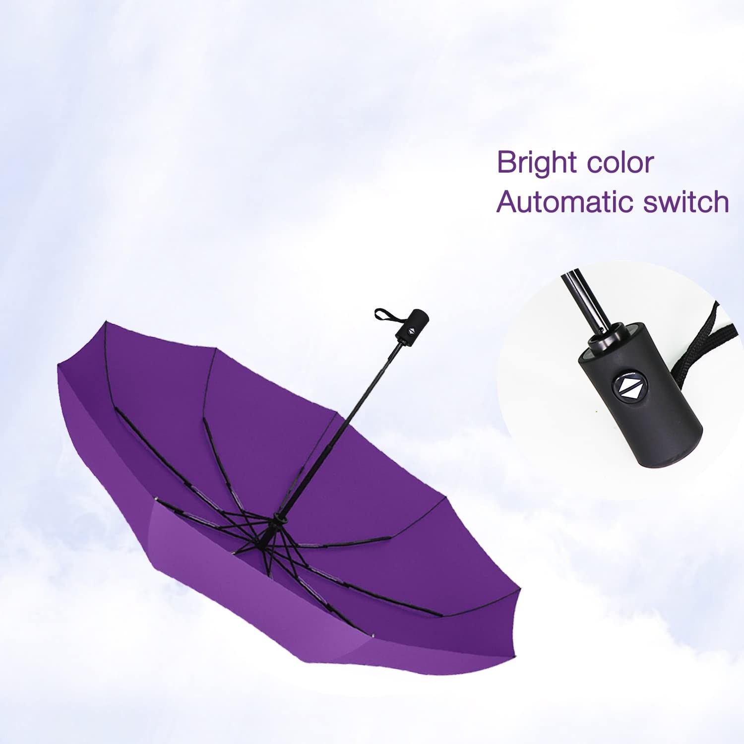 SIEPASA Windproof Travel Compact Umbrella-Automatic 42 Inch-1 Pack, Purple