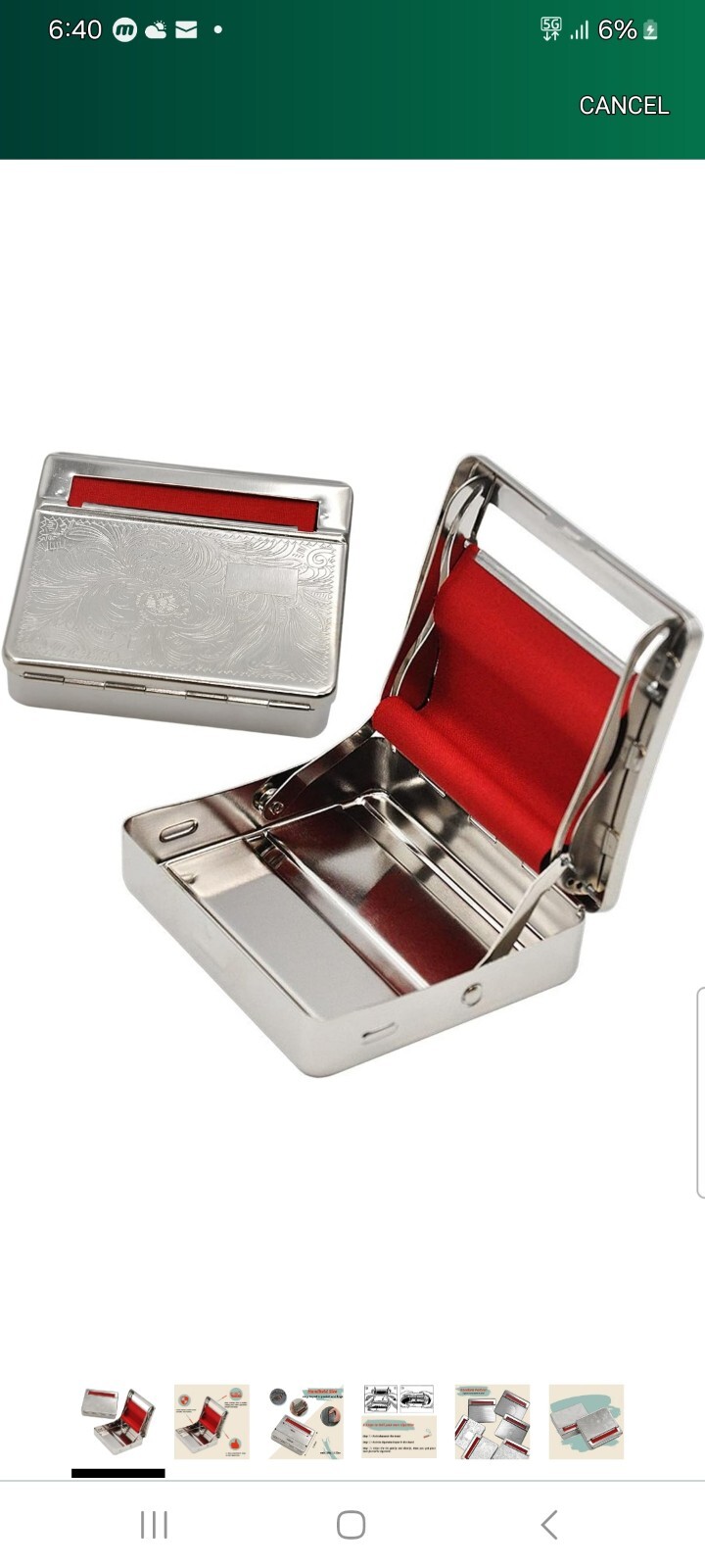 RAW 79mm Adjustable Automatic Stainless Steel Cigarette Rolling Box RED, (Works