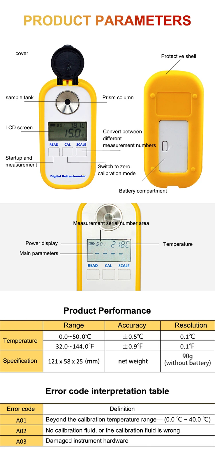 DR402Digital Portable Brew Wine Refractometer Brix 0-50% Wort Wine Refractometer