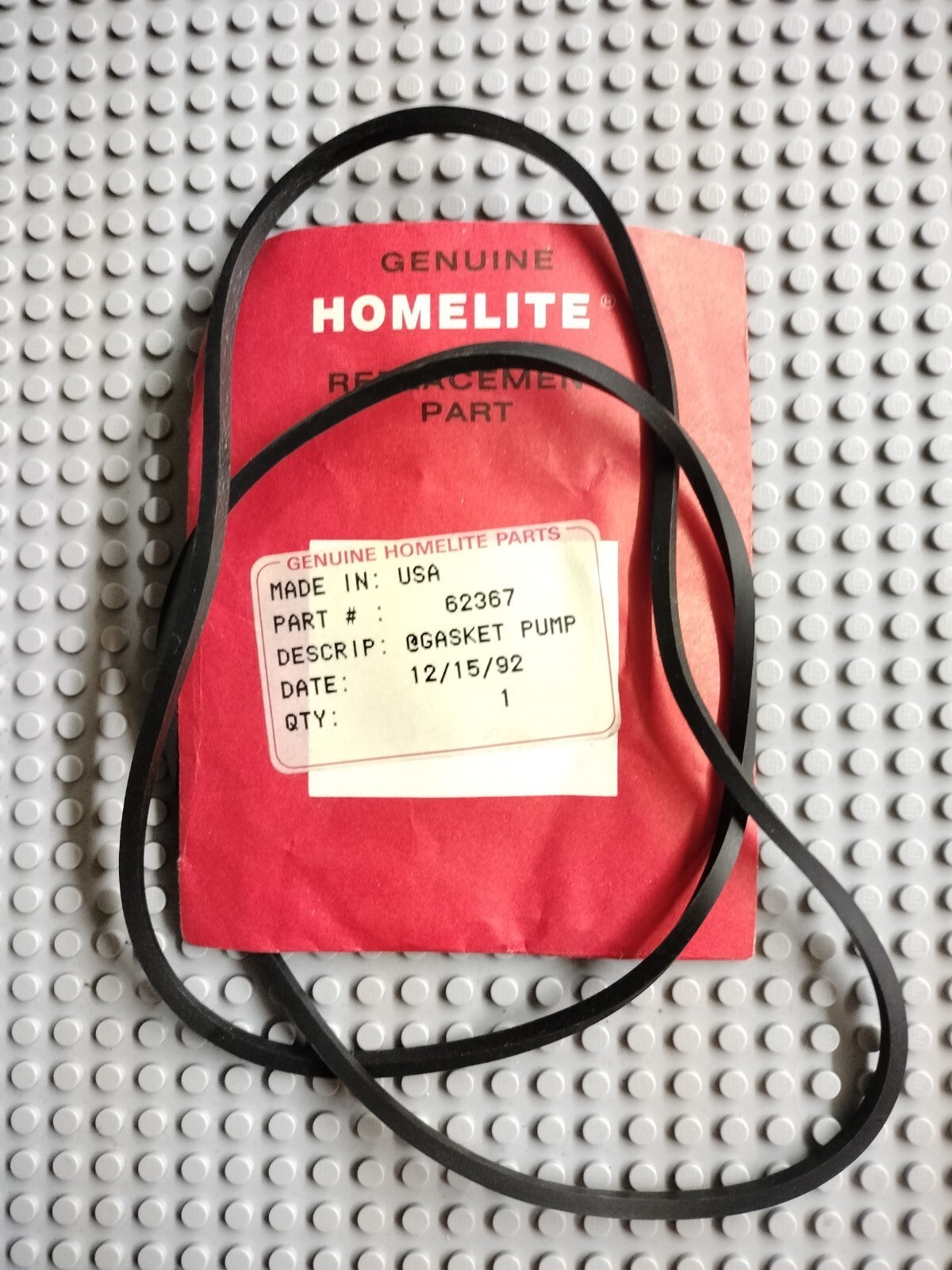 OEM GENUINE NEW OLD STOCK HOMELITE 62367 PUMP GASKET 120TP31 120TP3 HTP3