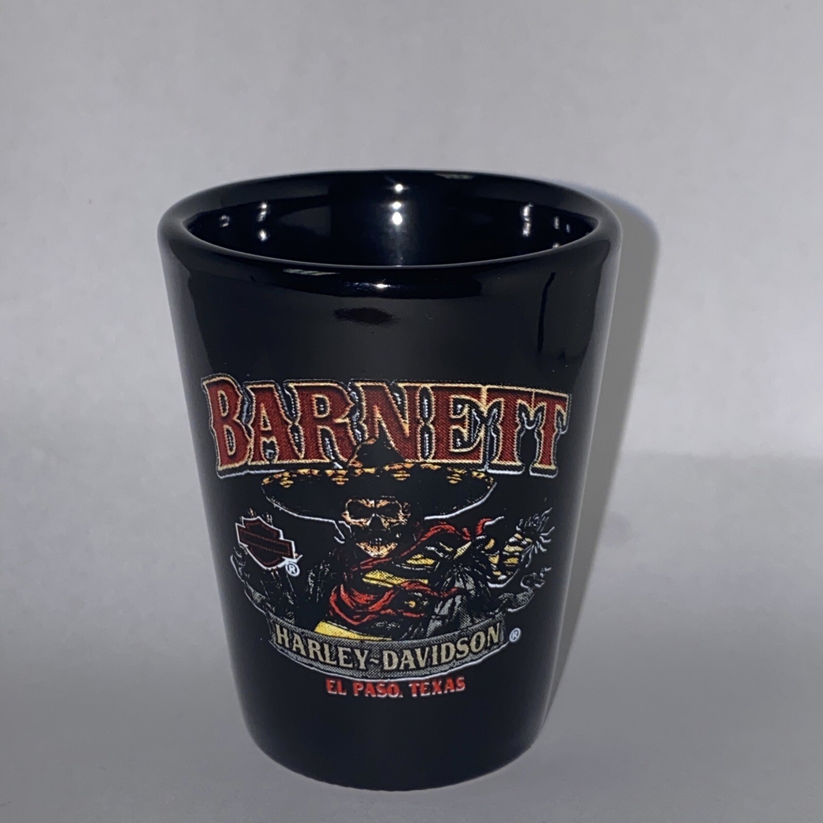 Harley-Davidson Barnett El Paso Texas Shot Glass Black 2.5” Barware Collectible