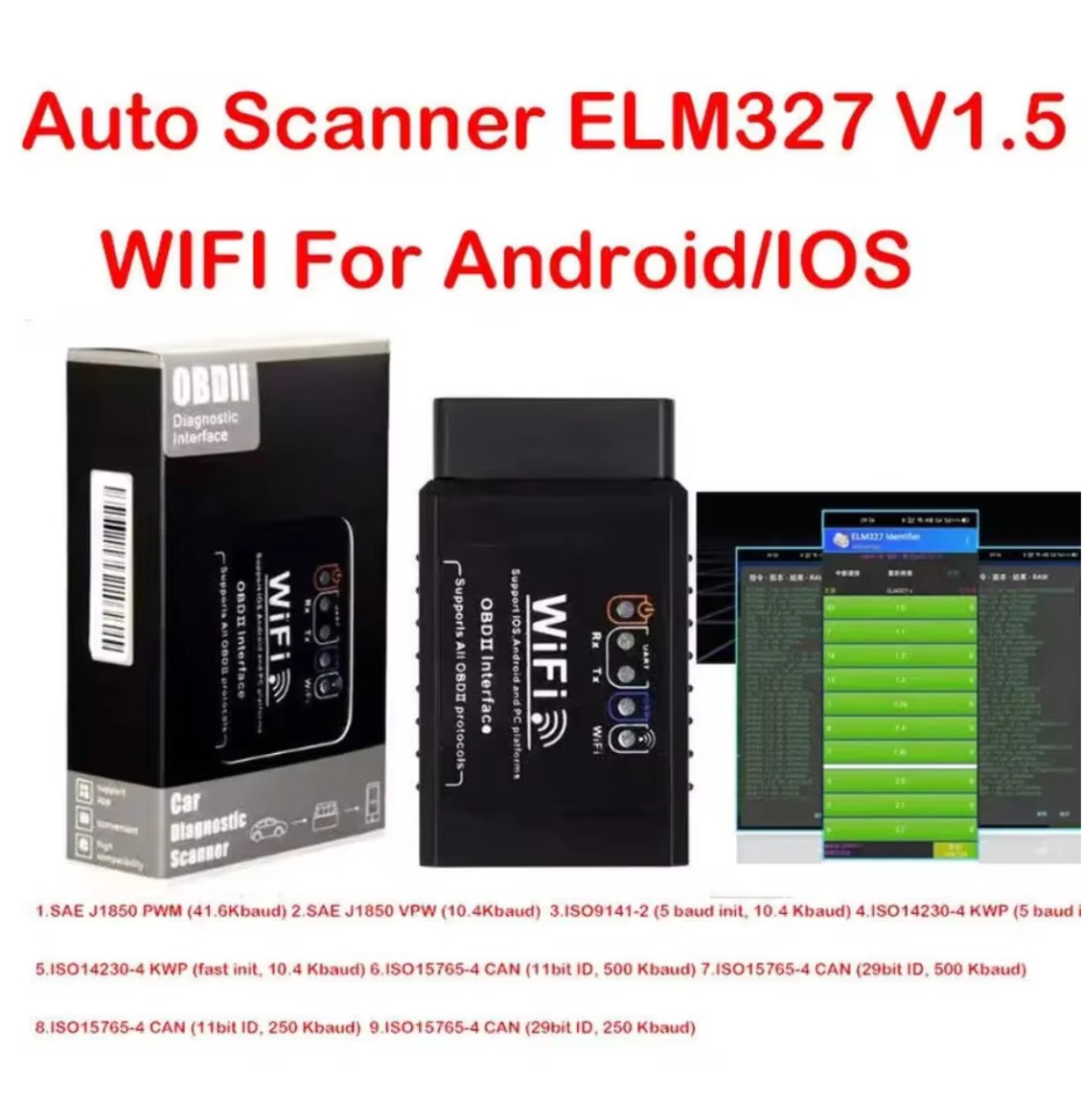 WIFI ELM327 V1.5 OBD2 Scanner Car Diagnostic Code Reader Tool for iOS Android
