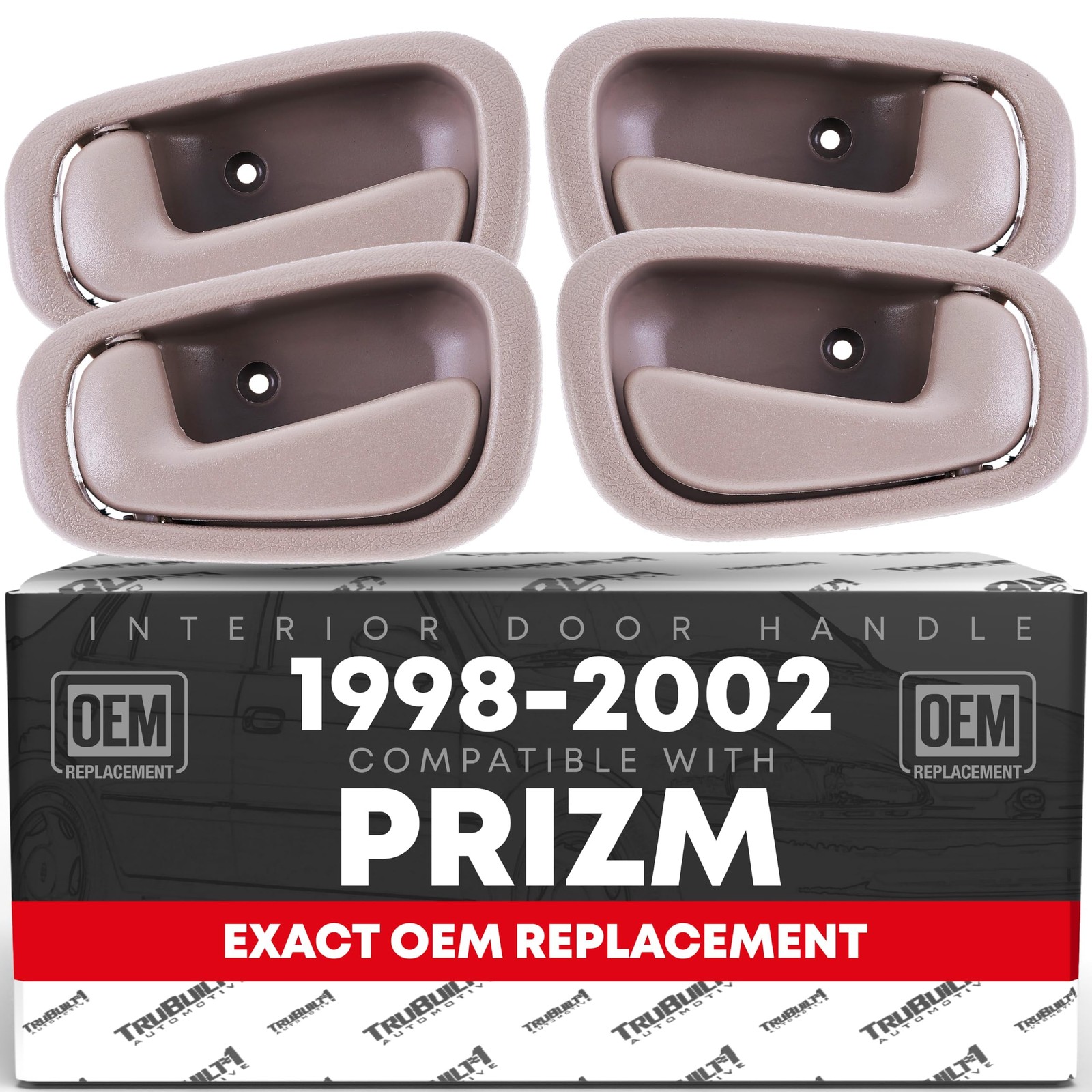 Interior Door Handle 4-pc, Left & Right for Toyota Corolla, Chevrolet Prizm -...