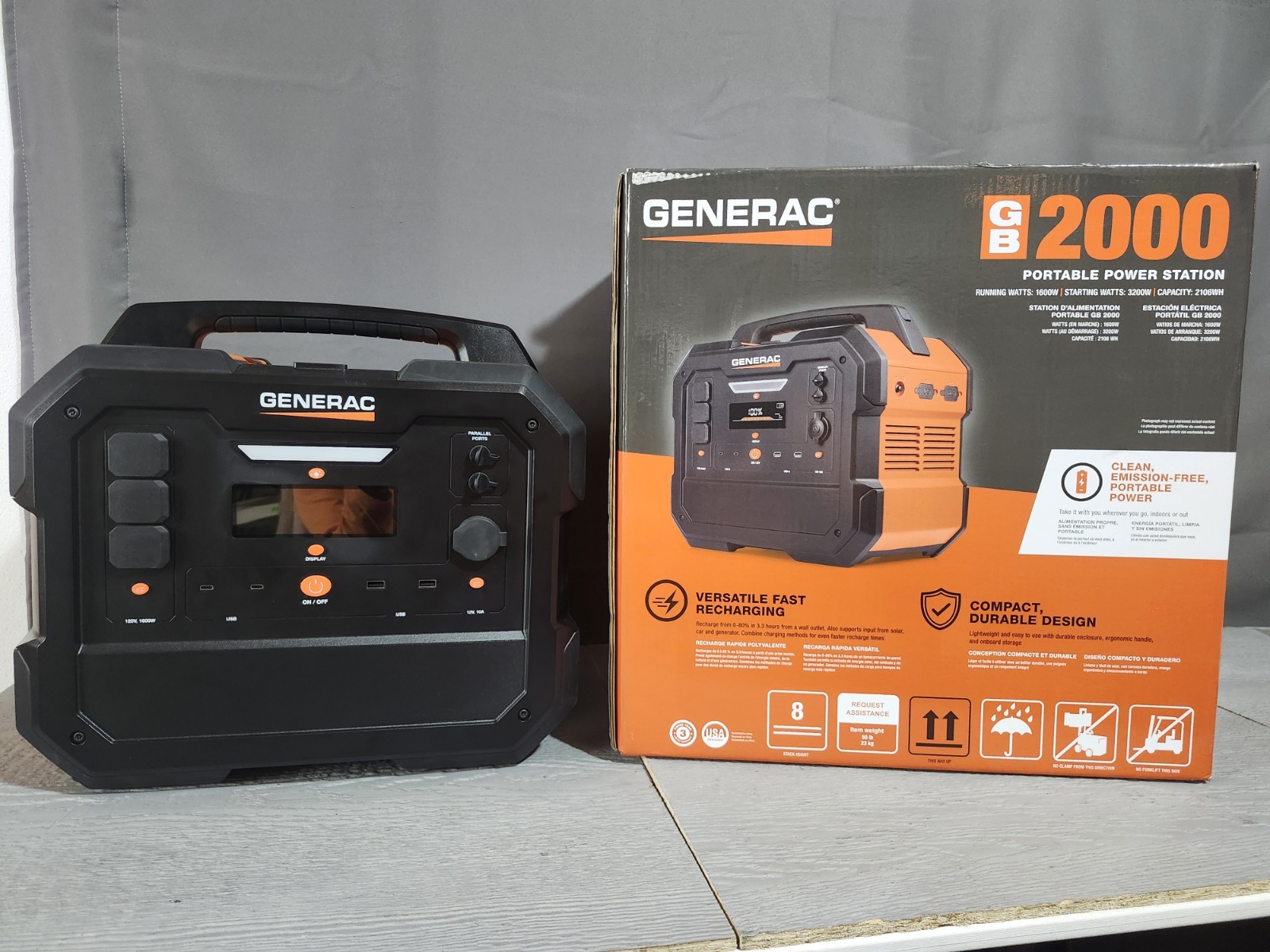 Generac GB2000 Compact Portable Power Station w/ Wireless Charging Pad